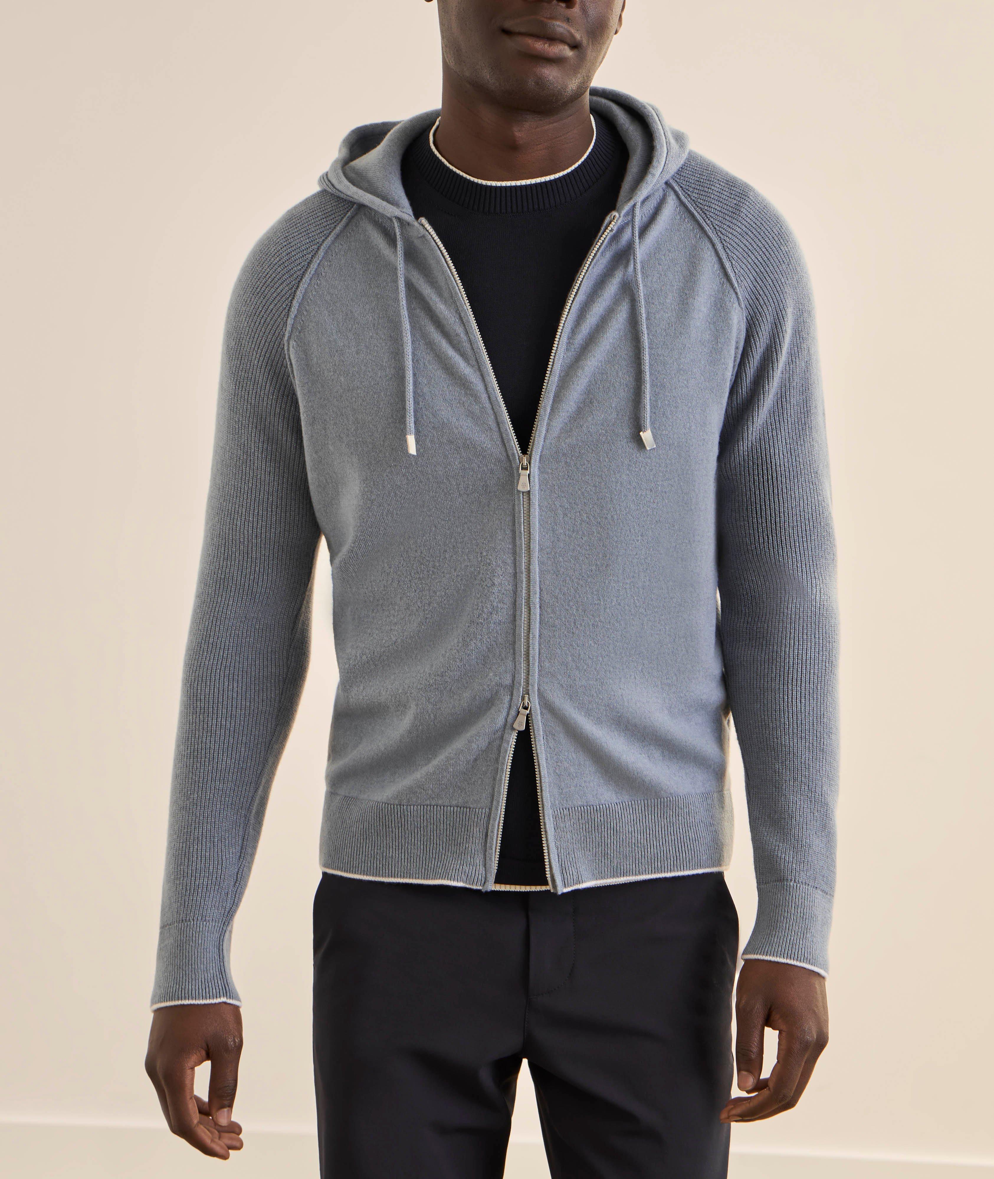 Pull à capuche cachemire bordures contrastées image 1