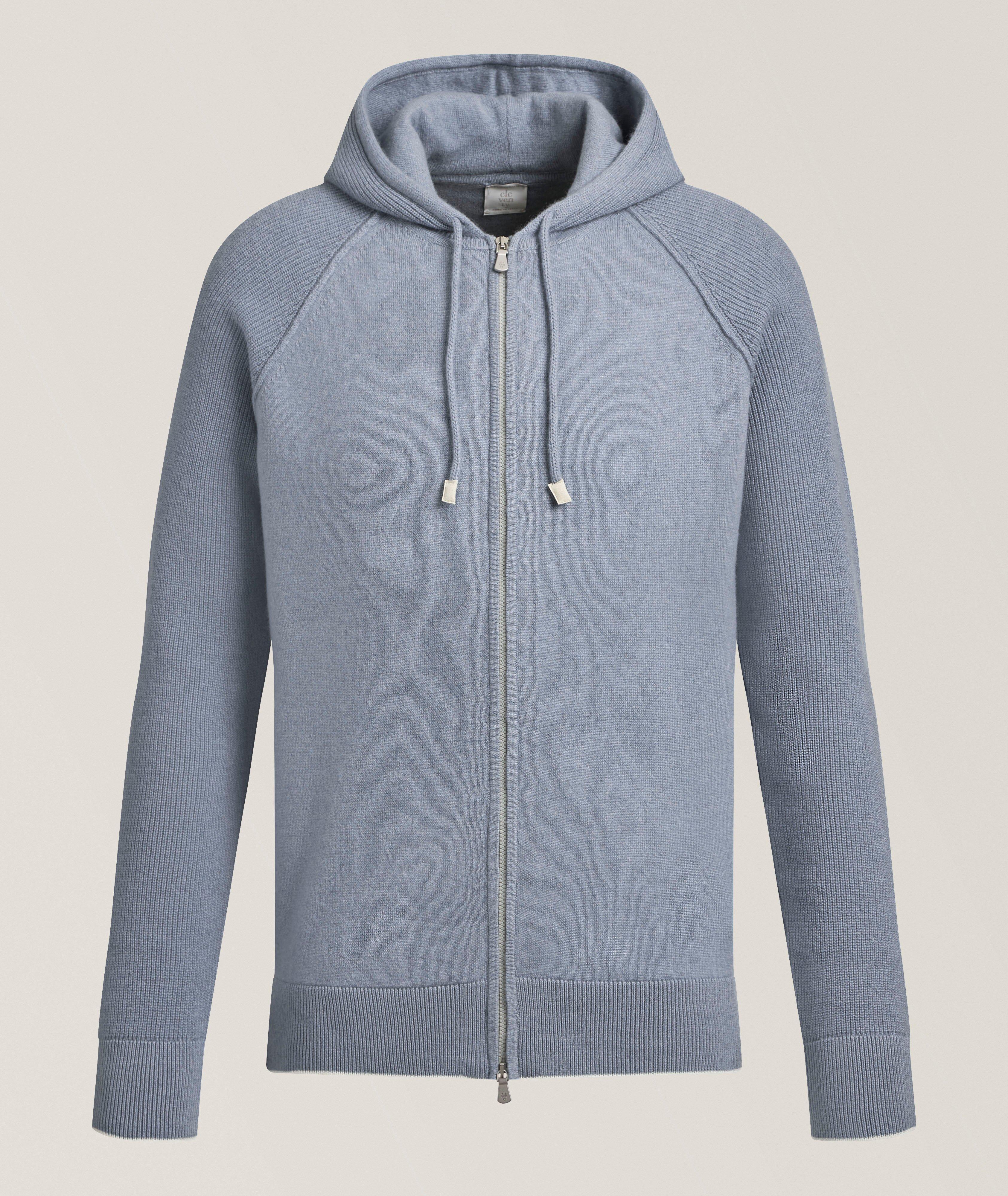 Contrast-Trim Cashmere Hooded Sweater  image 0