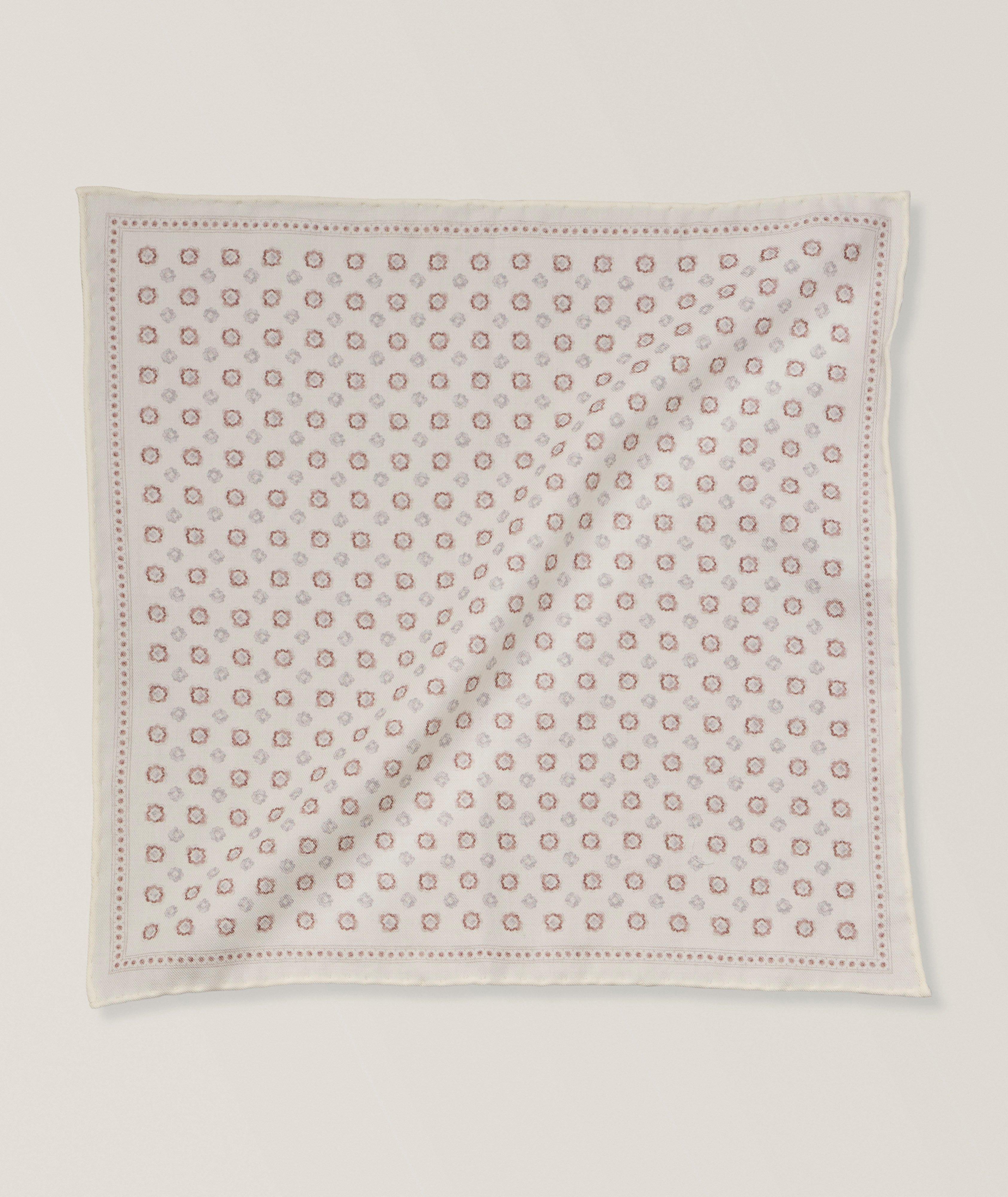 Medallion-Print Wool-Cotton Pocket Square image 0