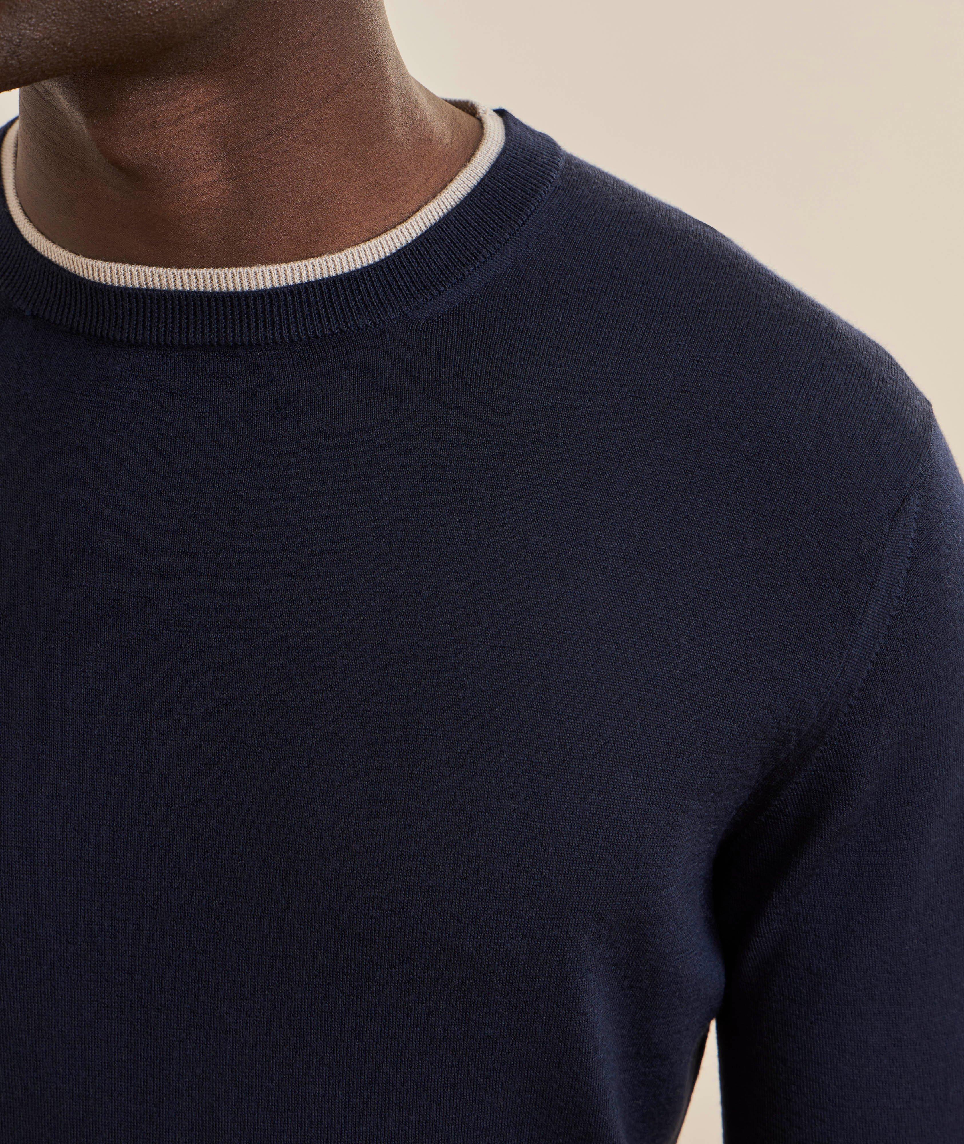 Layered Cotton Crewneck Sweater image 3