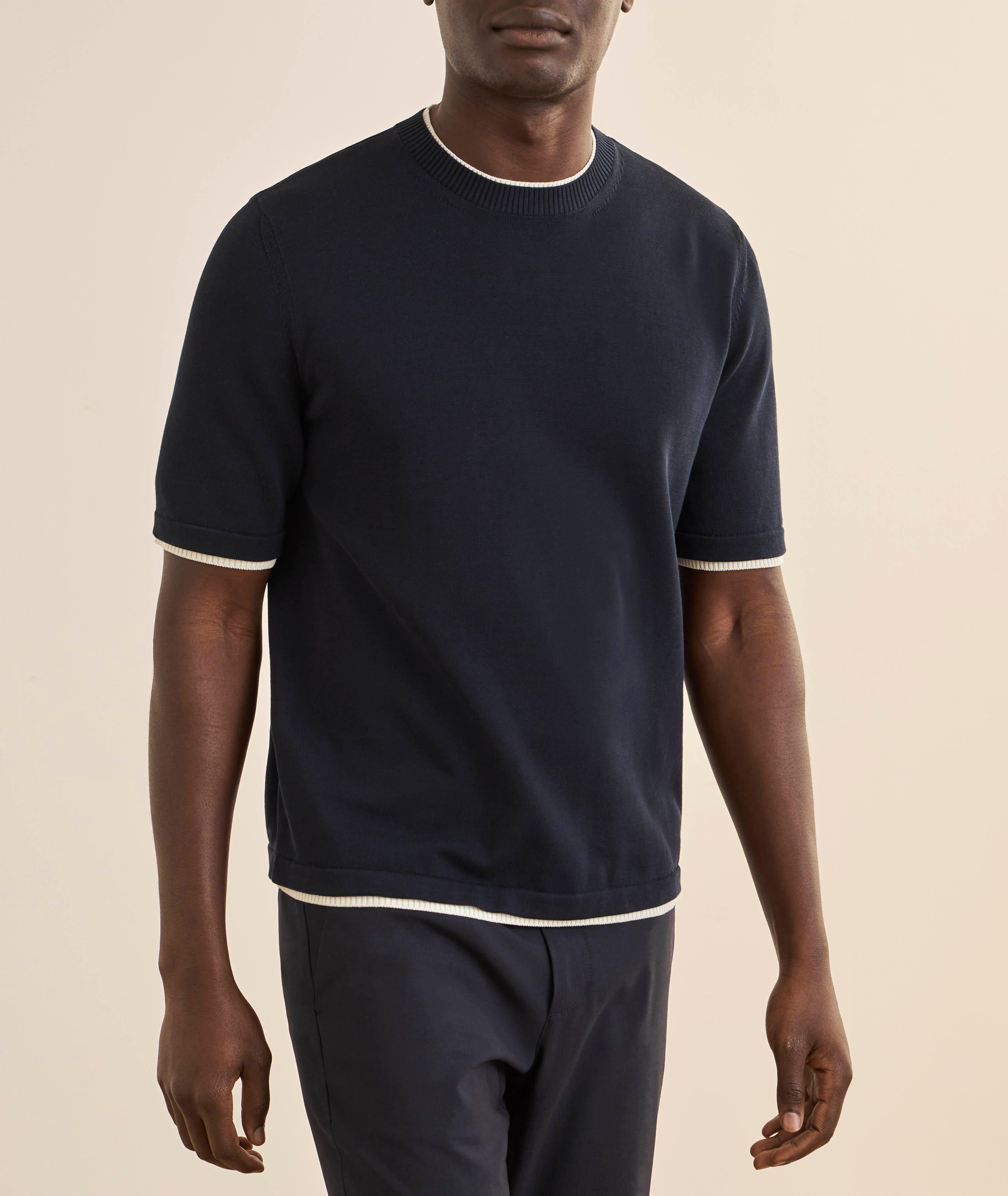 Layered Cotton Knit T-Shirt  image 1