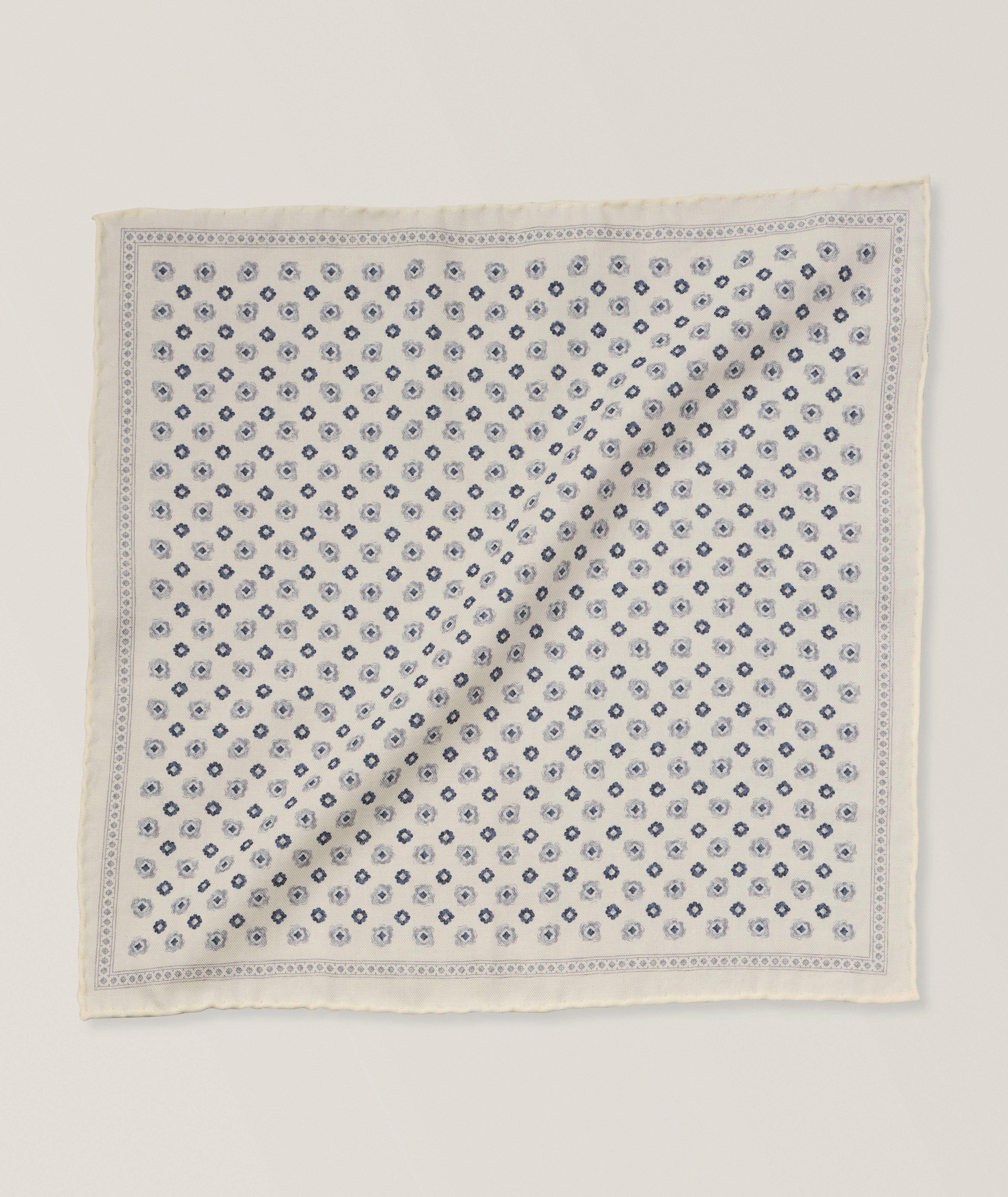 Medallion-Print Wool-Cotton Pocket Square image 0