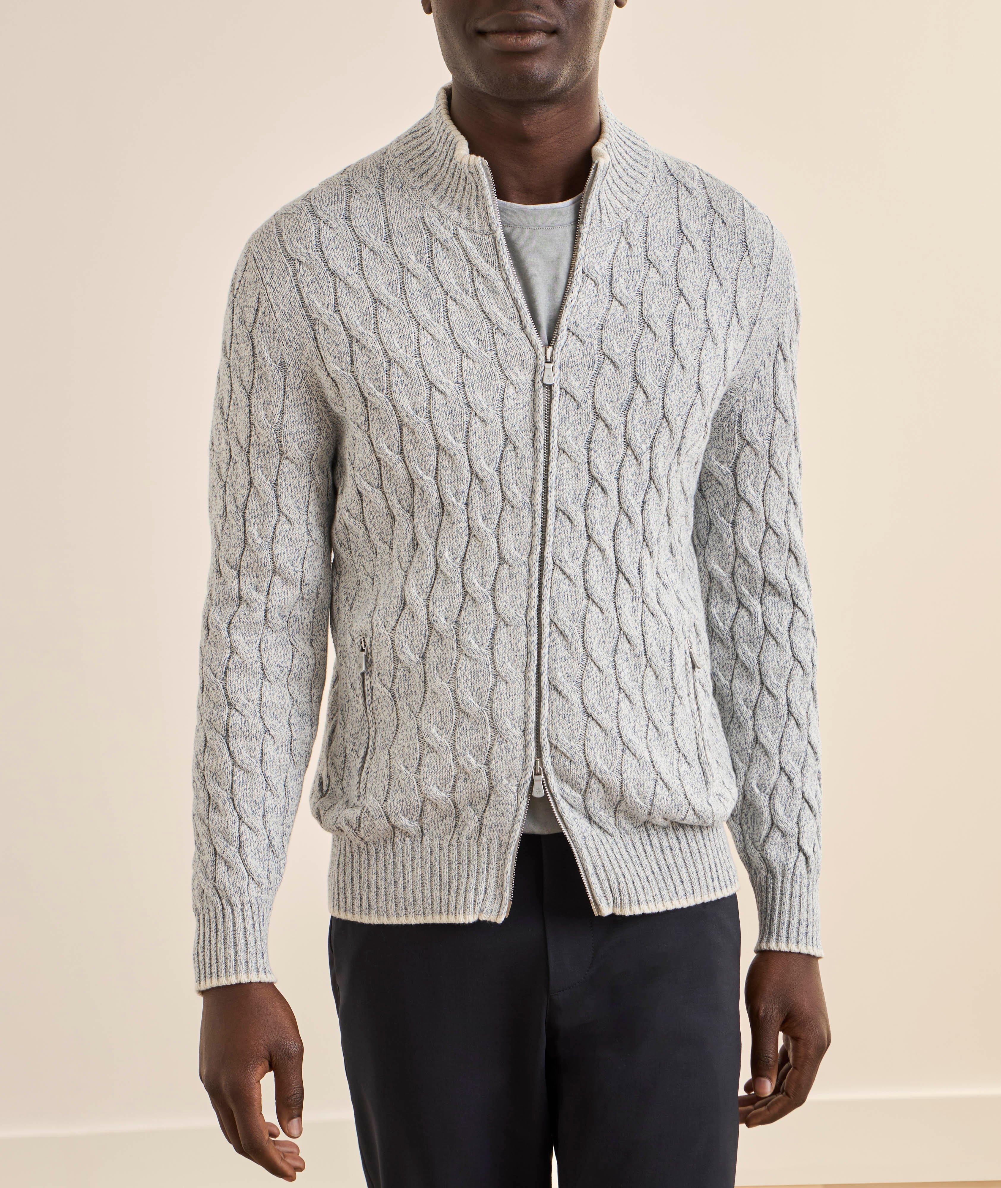 Mélange Cable Knit Zipped Sweater image 1