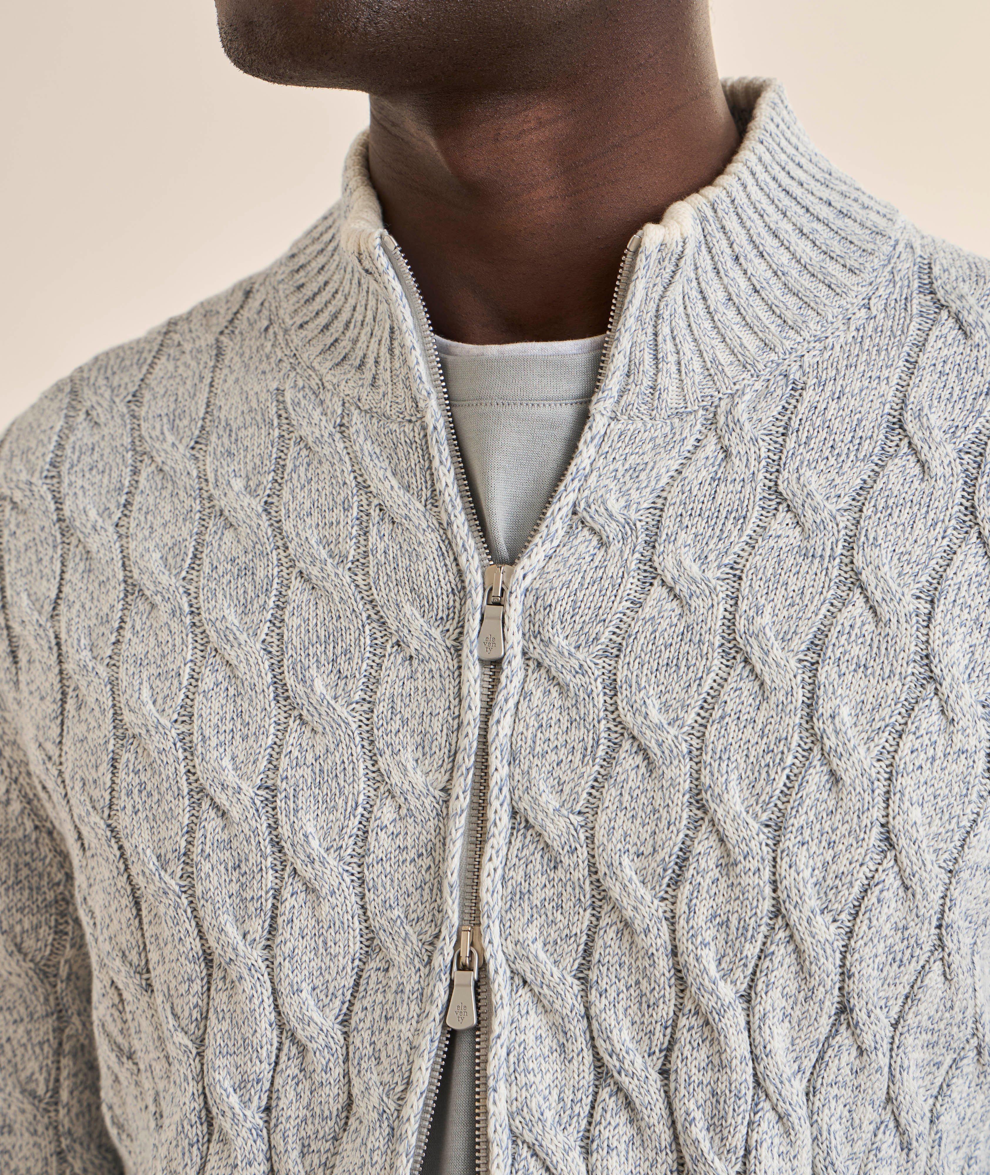 Mélange Cable Knit Zipped Sweater image 3