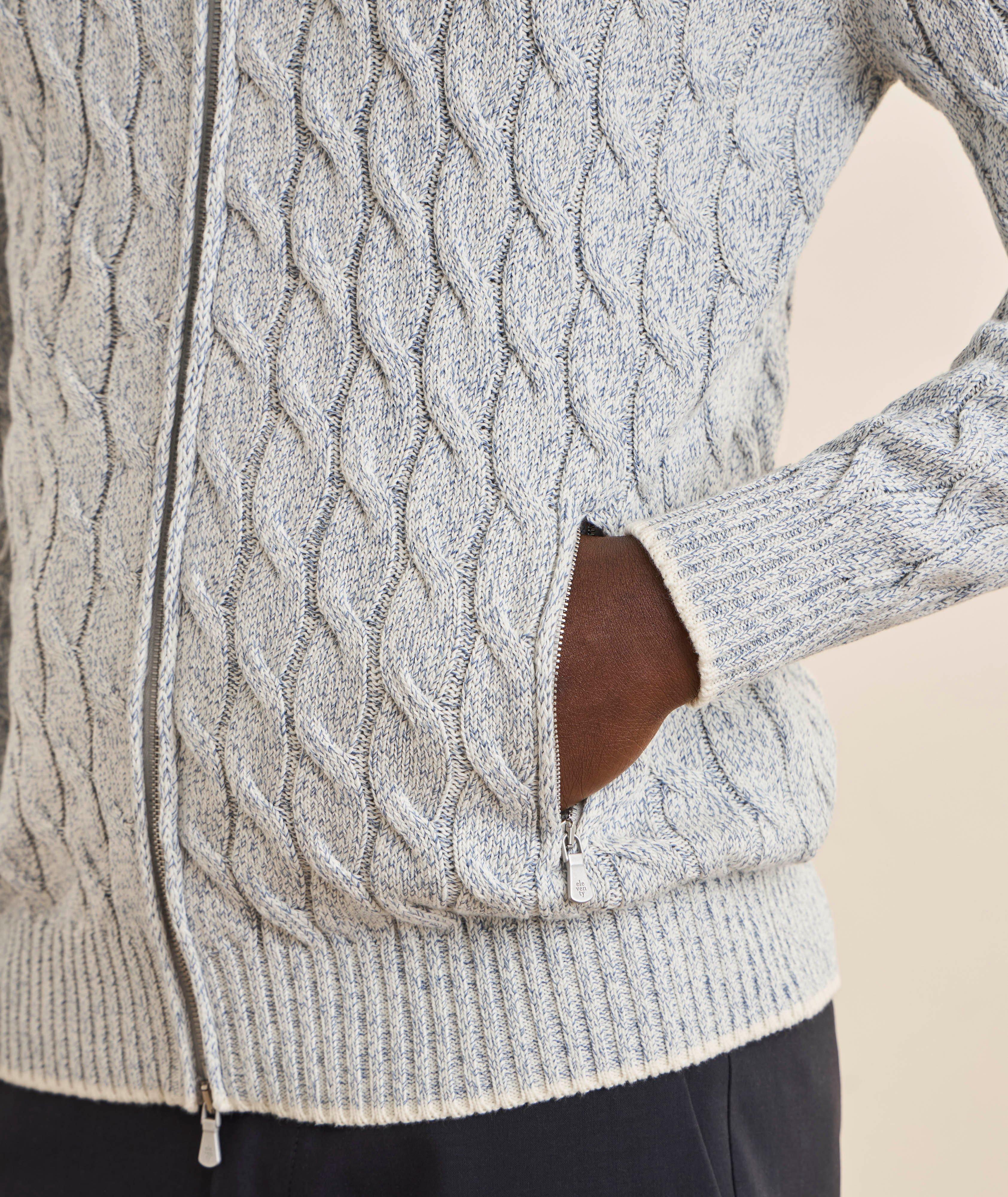 Mélange Cable Knit Zipped Sweater image 4