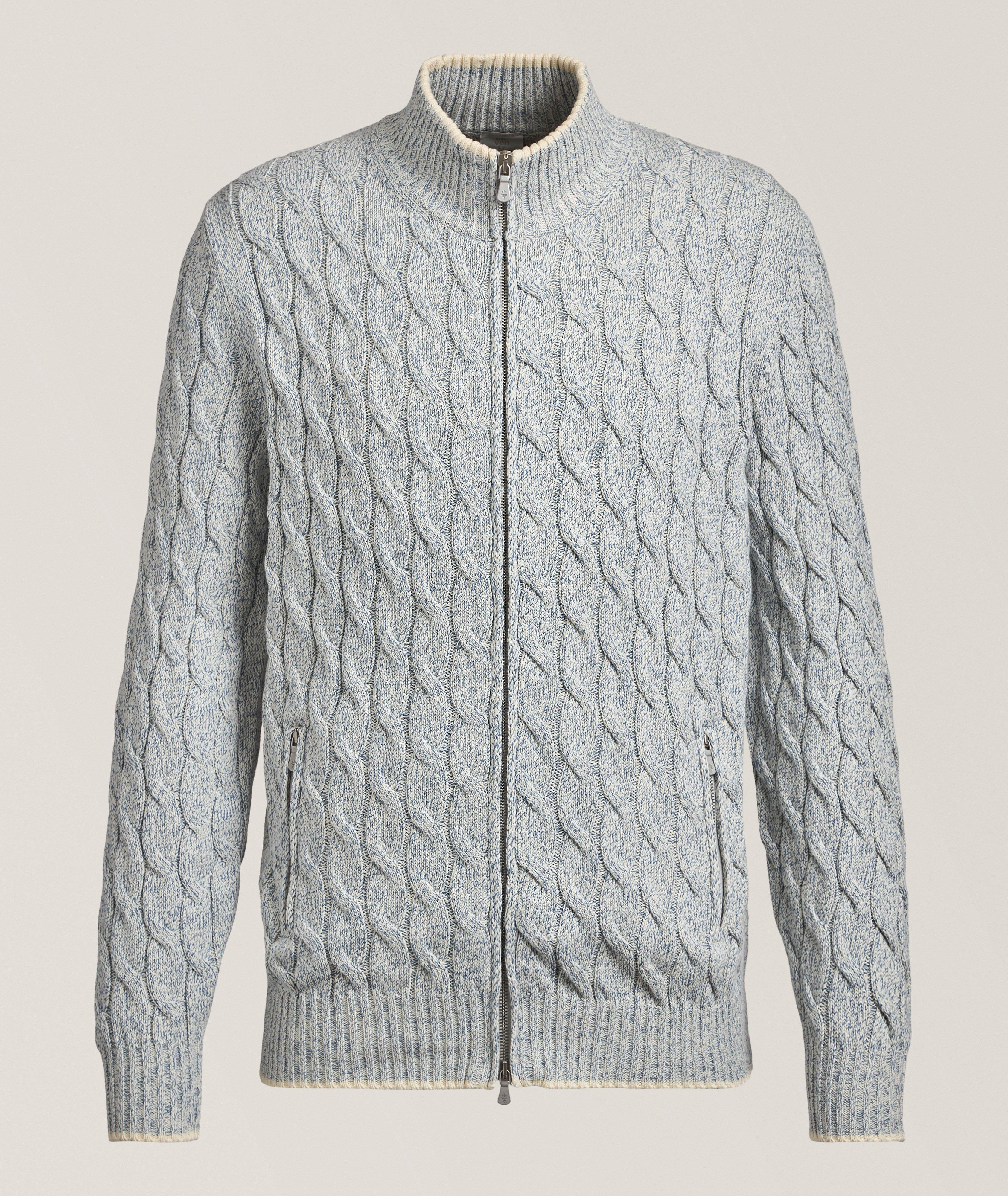 Mélange Cable Knit Zipped Sweater image 0