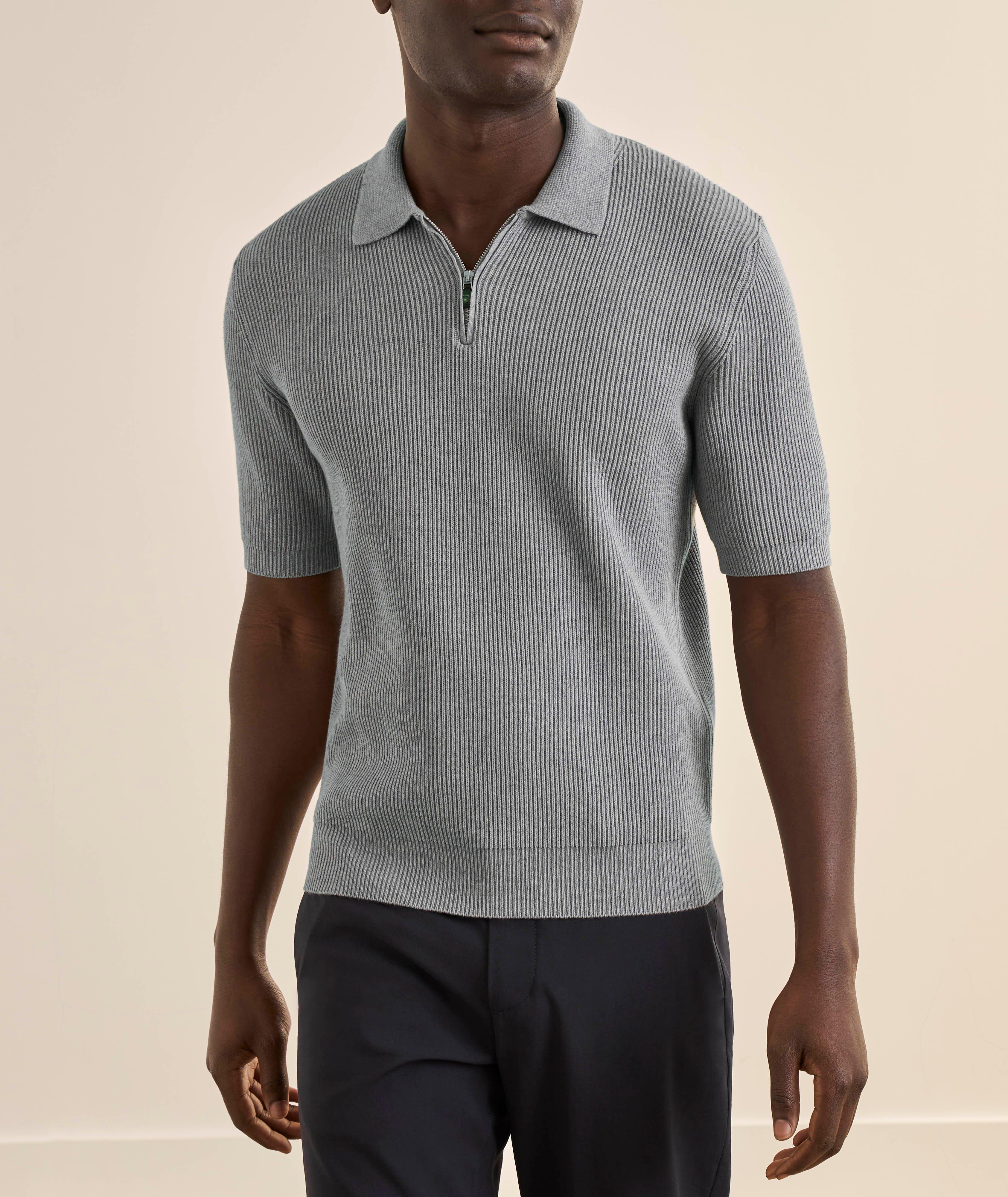 Ribbed-Knit Cotton-Cashmere Polo image 1