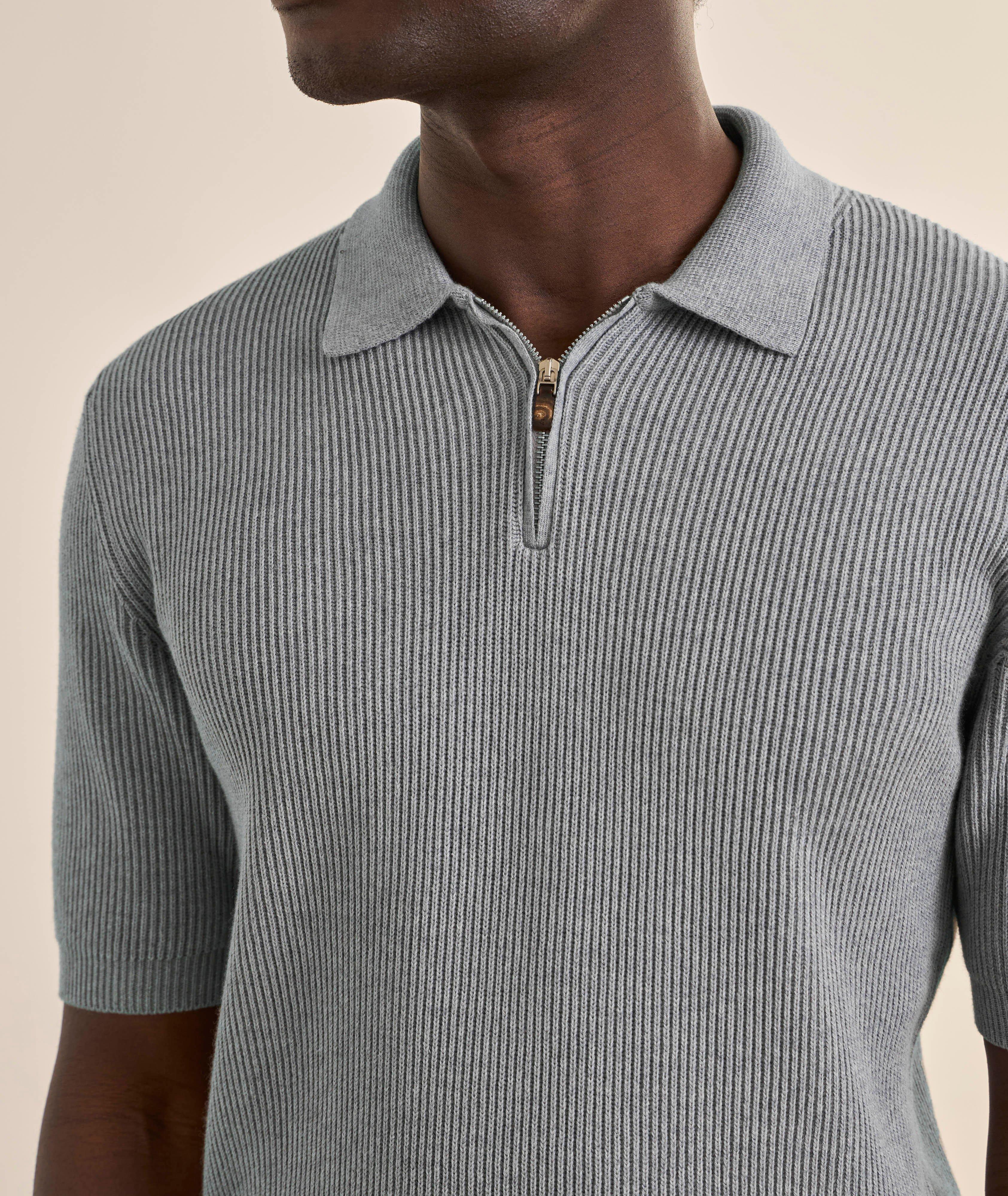 Ribbed-Knit Cotton-Cashmere Polo image 3