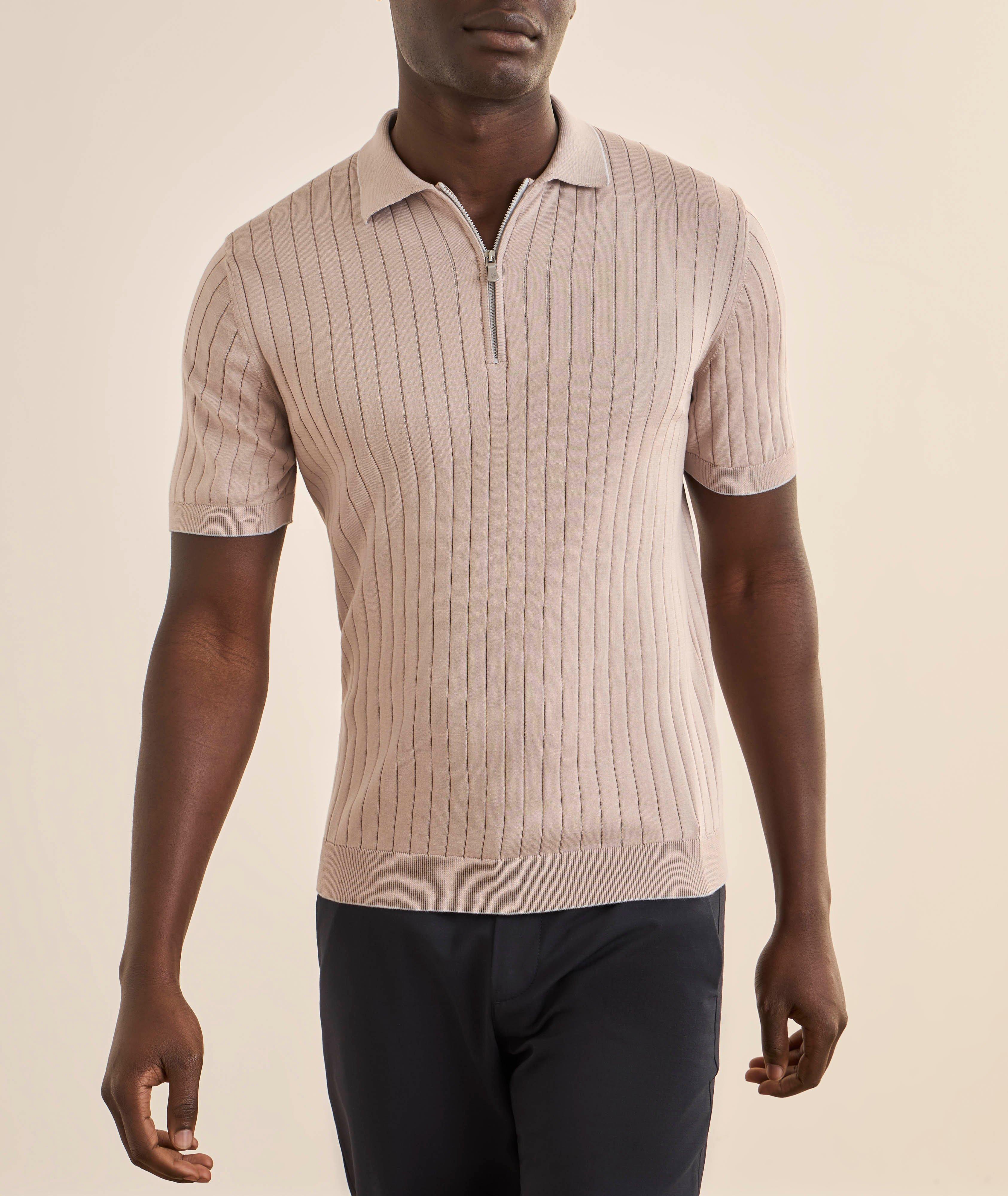 Ribbed Cotton Zippered Polo image 1