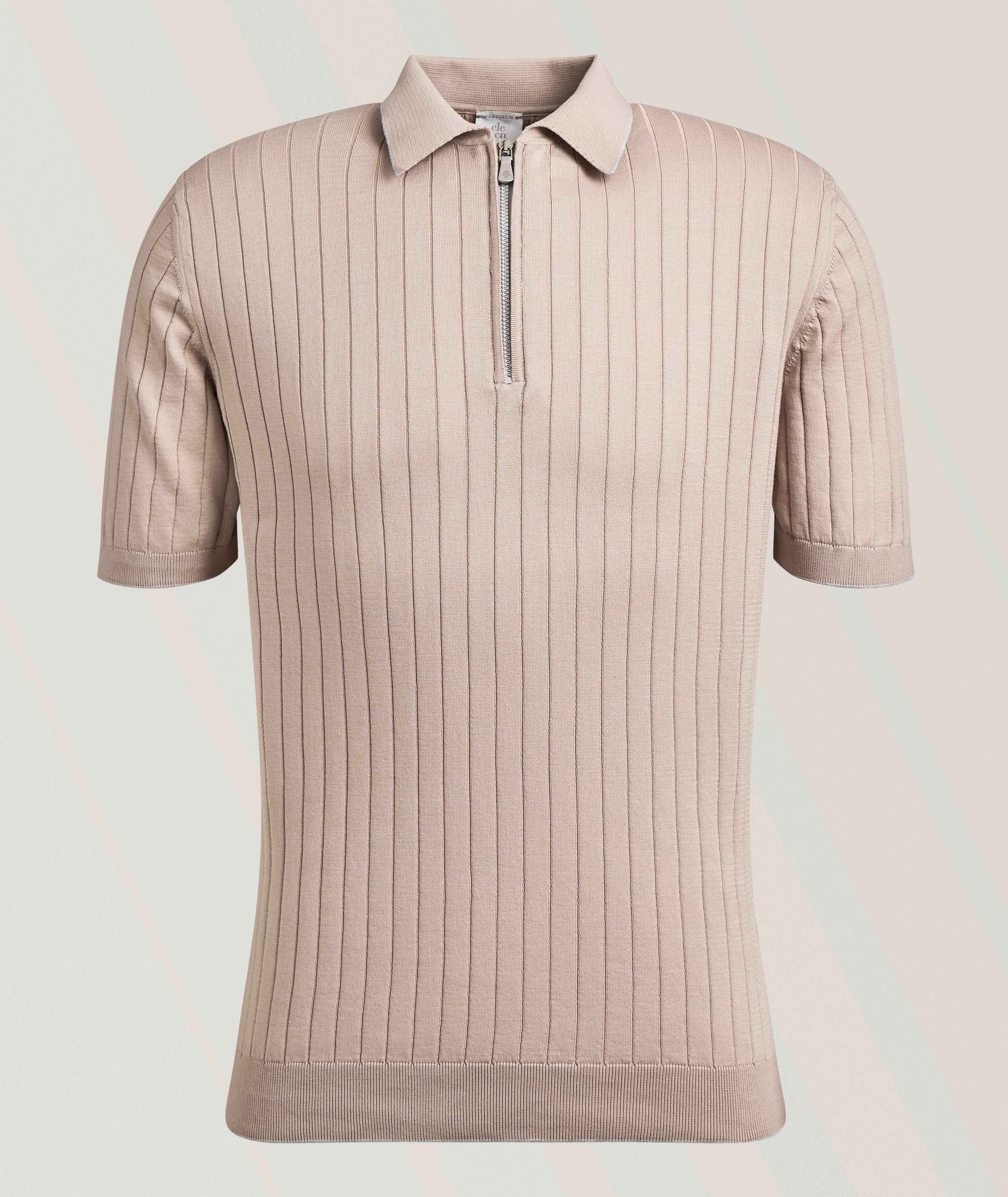 Ribbed Cotton Zippered Polo image 0