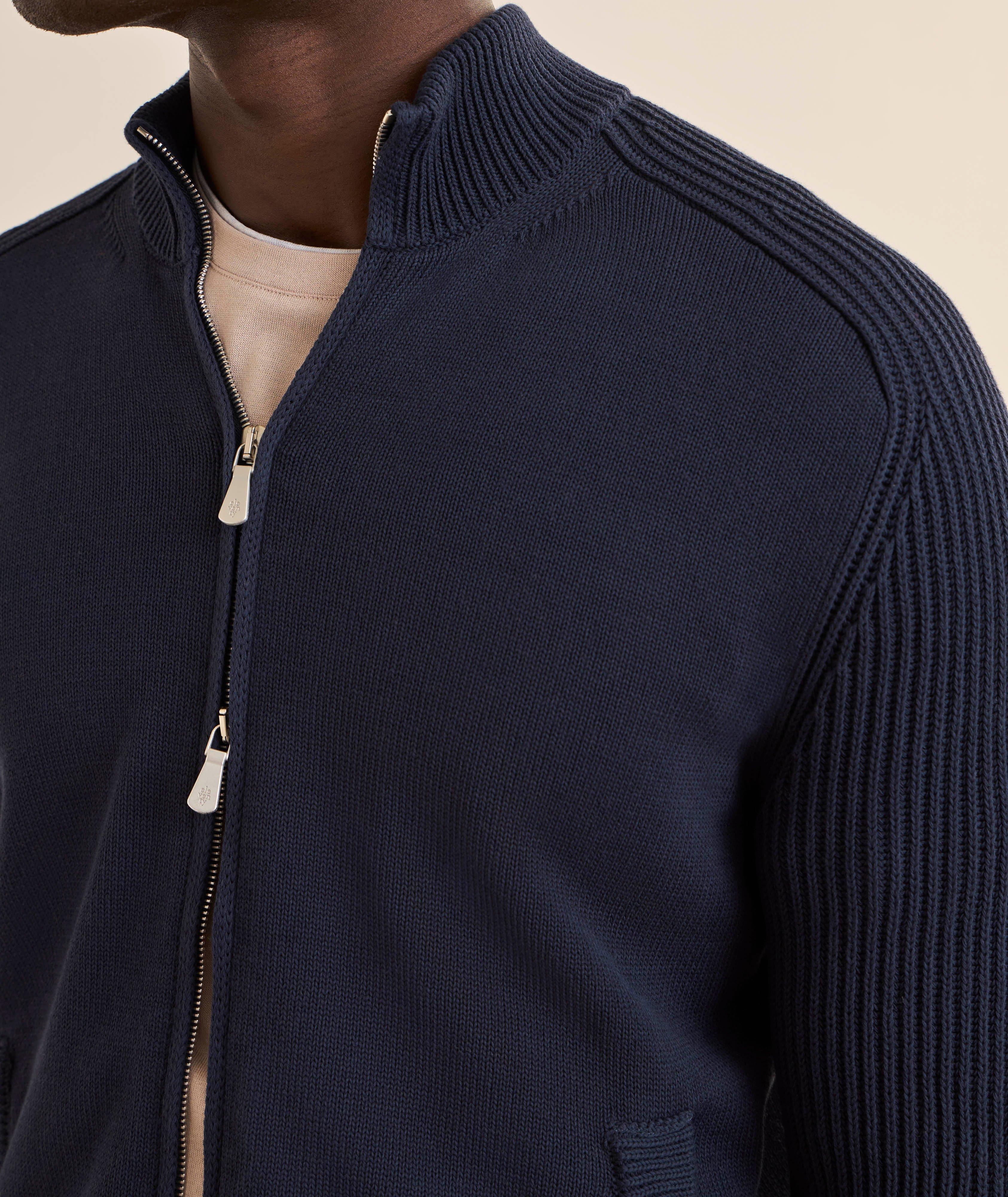 Pull coton tricot côtelé zippée image 3