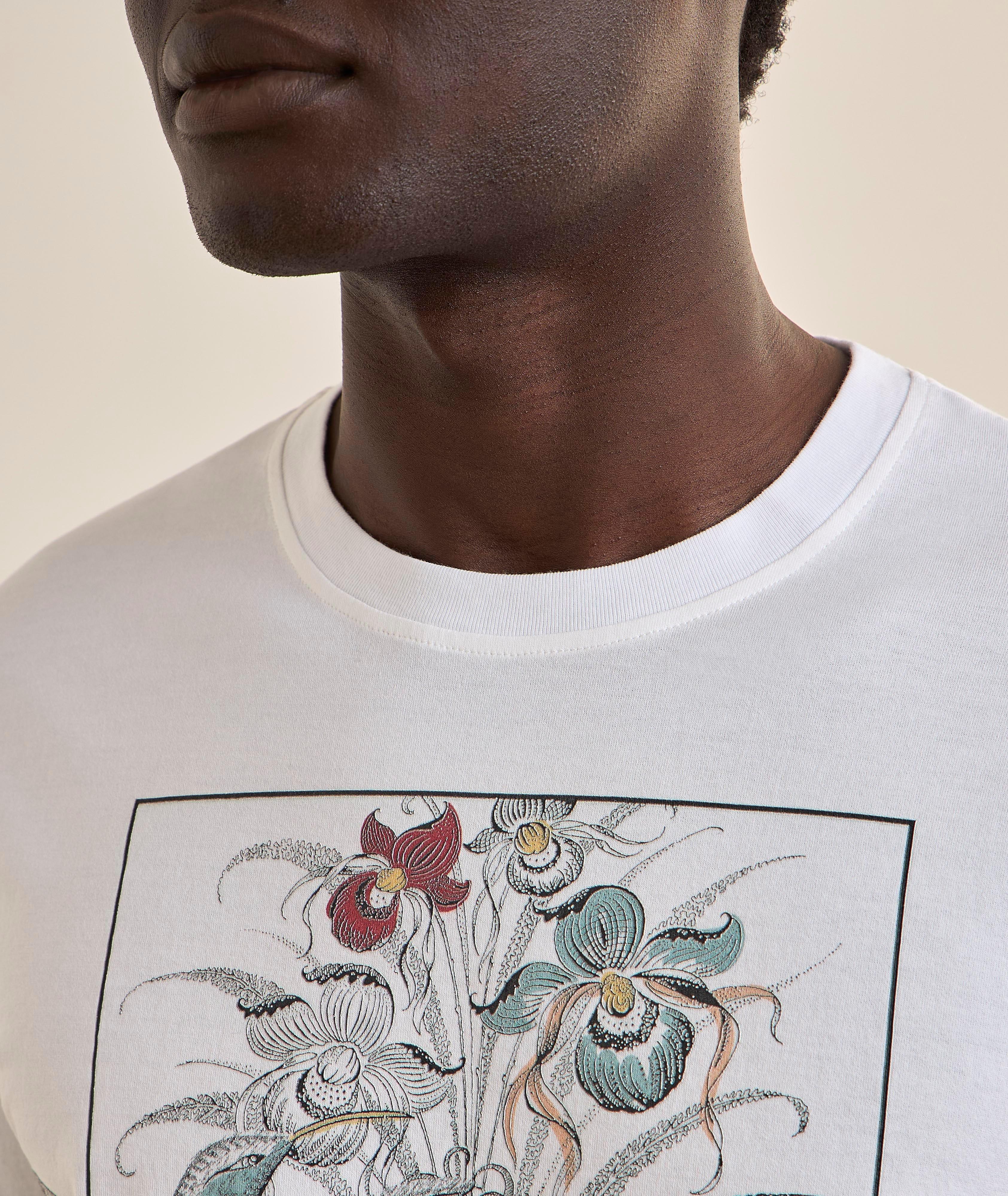 Floral Hummingbird Cotton Crewneck T-Shirt  image 3