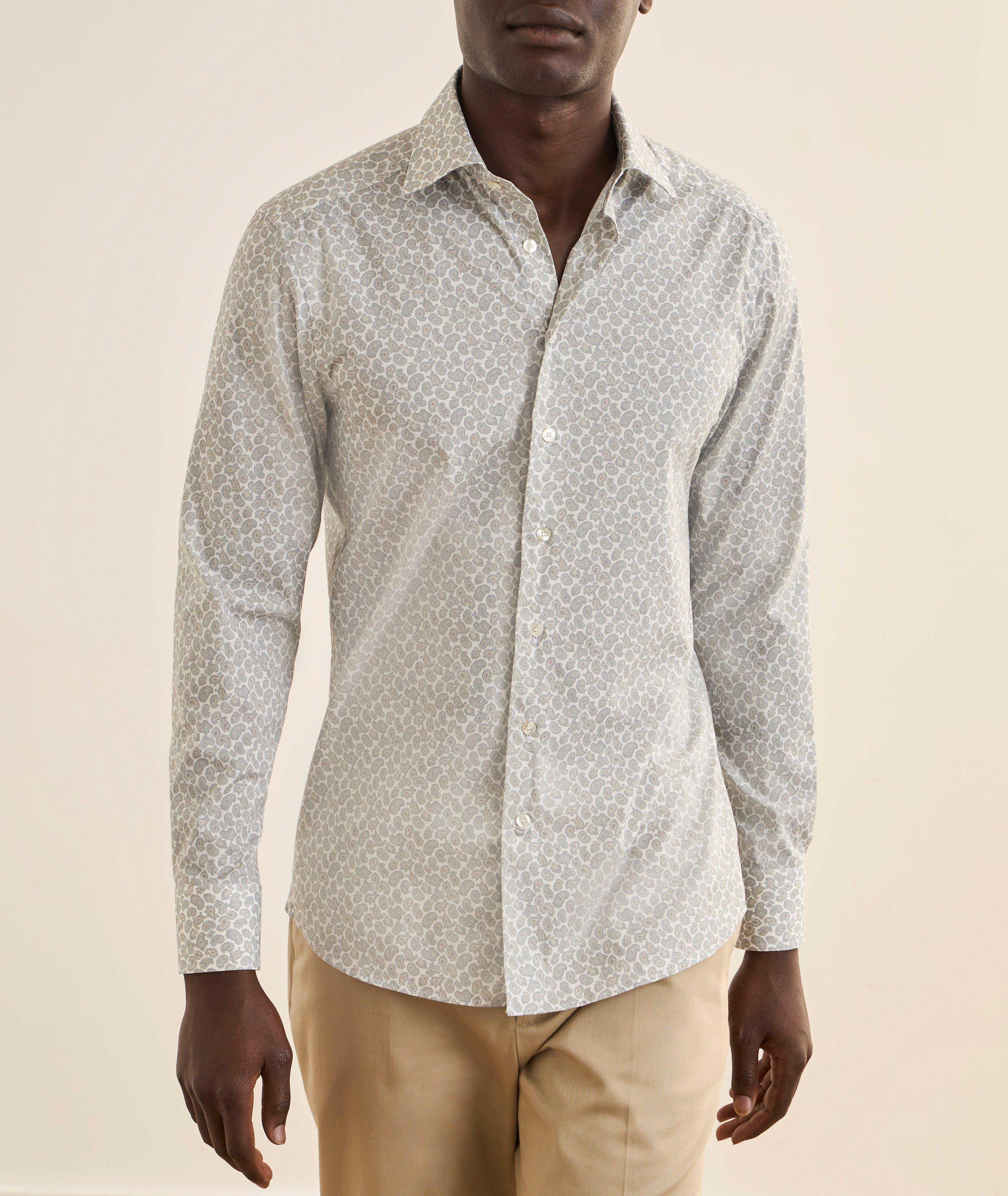 Micro-Paisley Stretch-Cotton Shirt  image 1