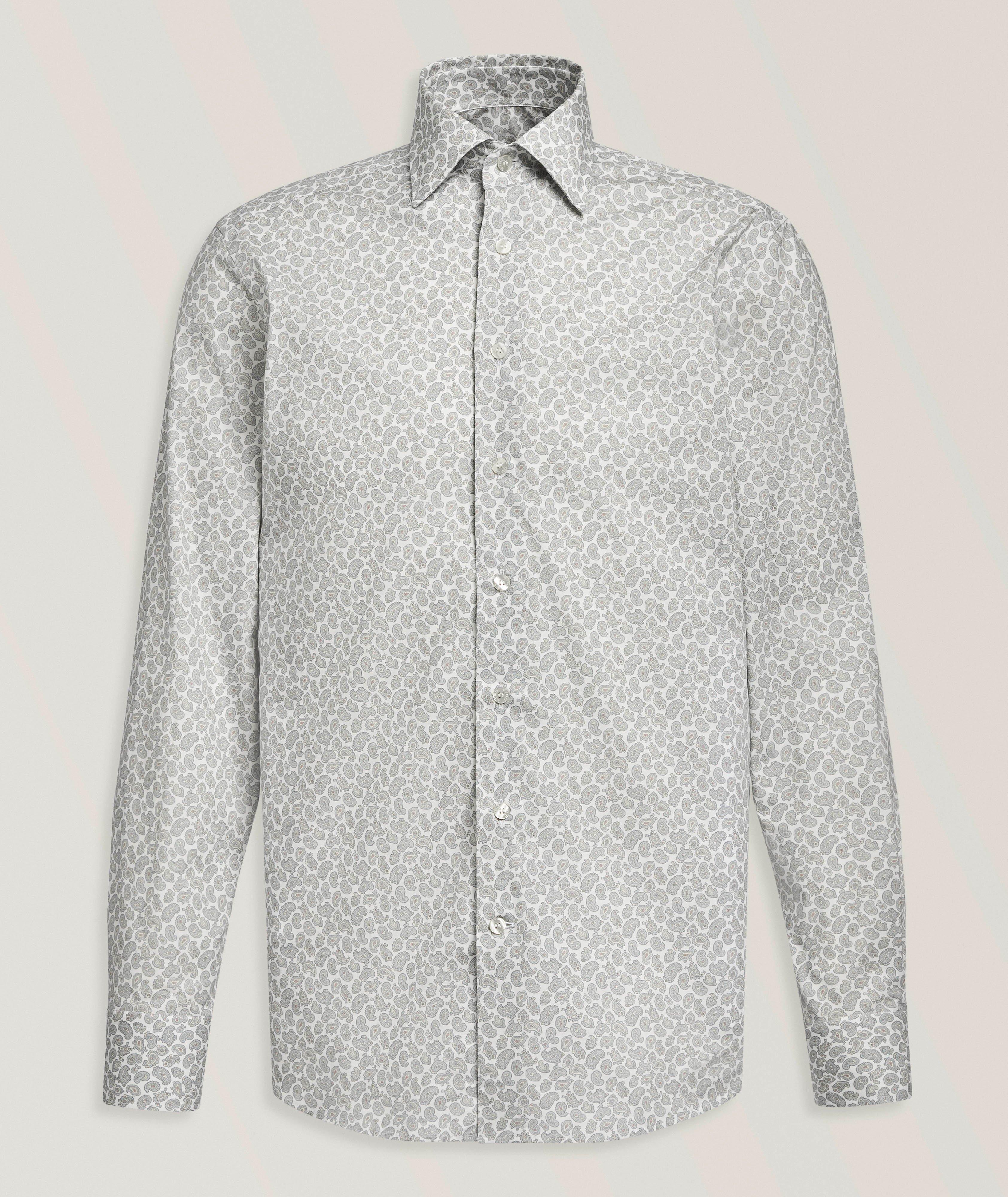 Chemise coton extensible micro-paisley image 0