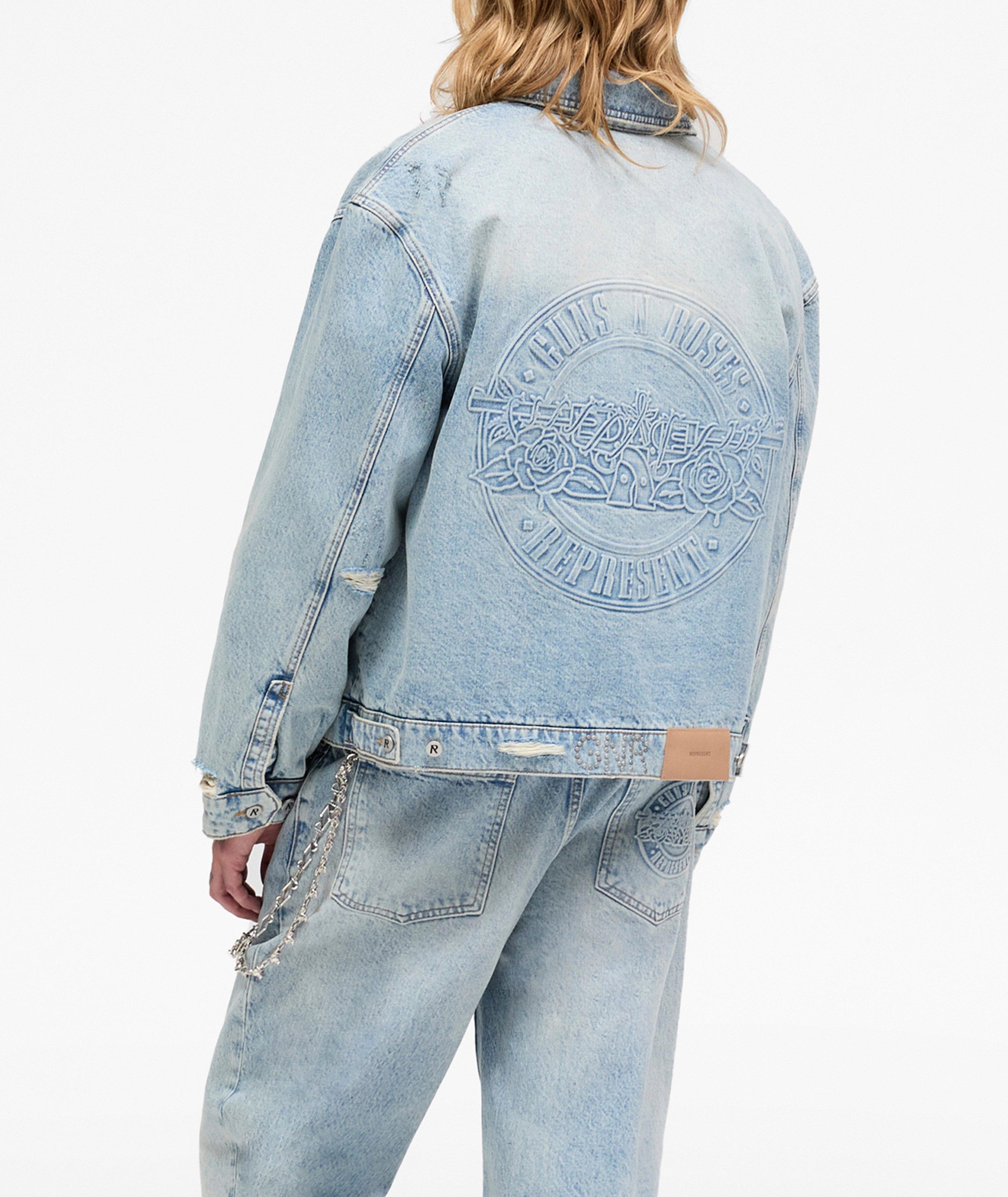 X Guns N' Roses Distressed Denim Jacket image 3
