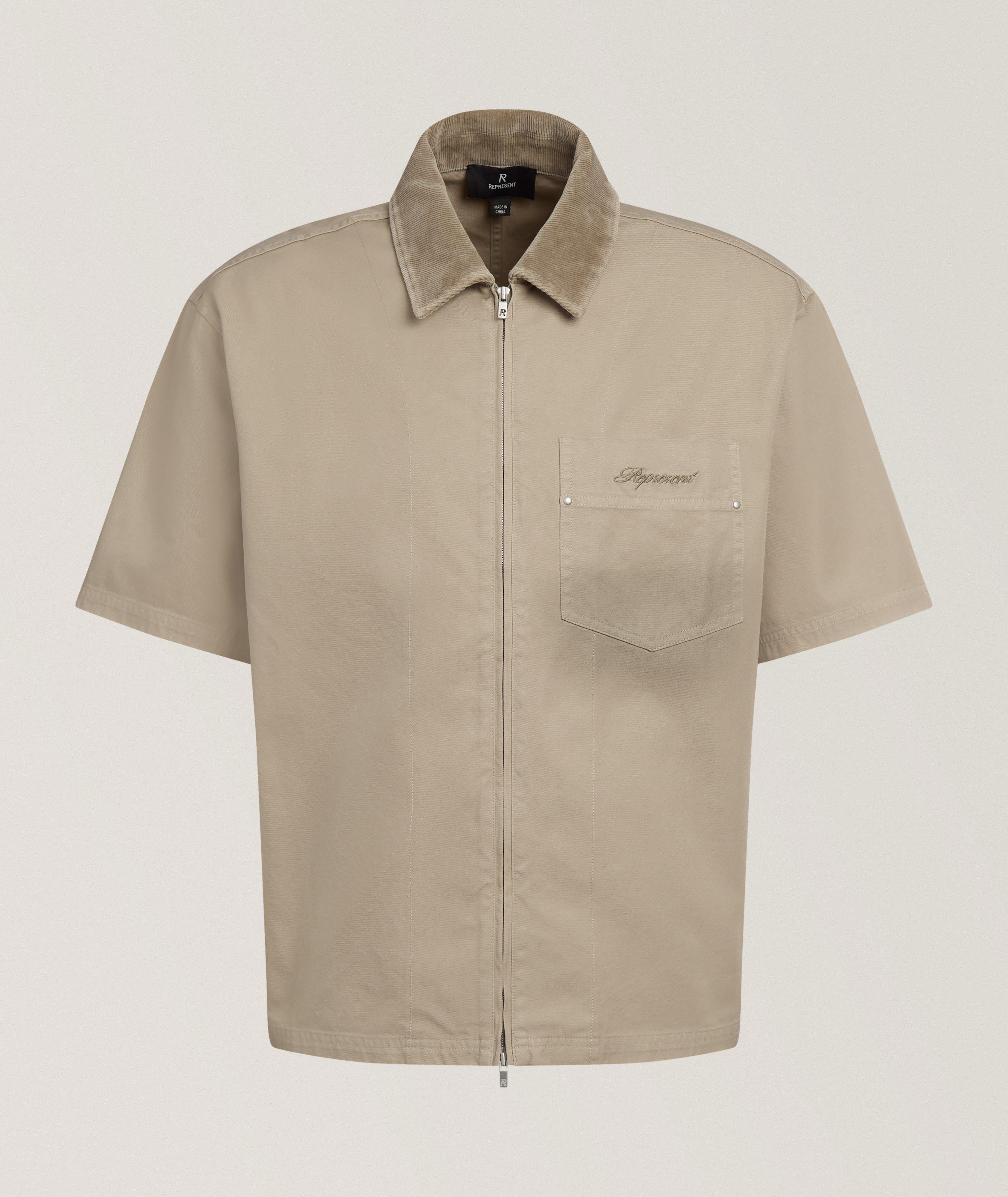 Represent Chemise toile zippée col velours côtelé