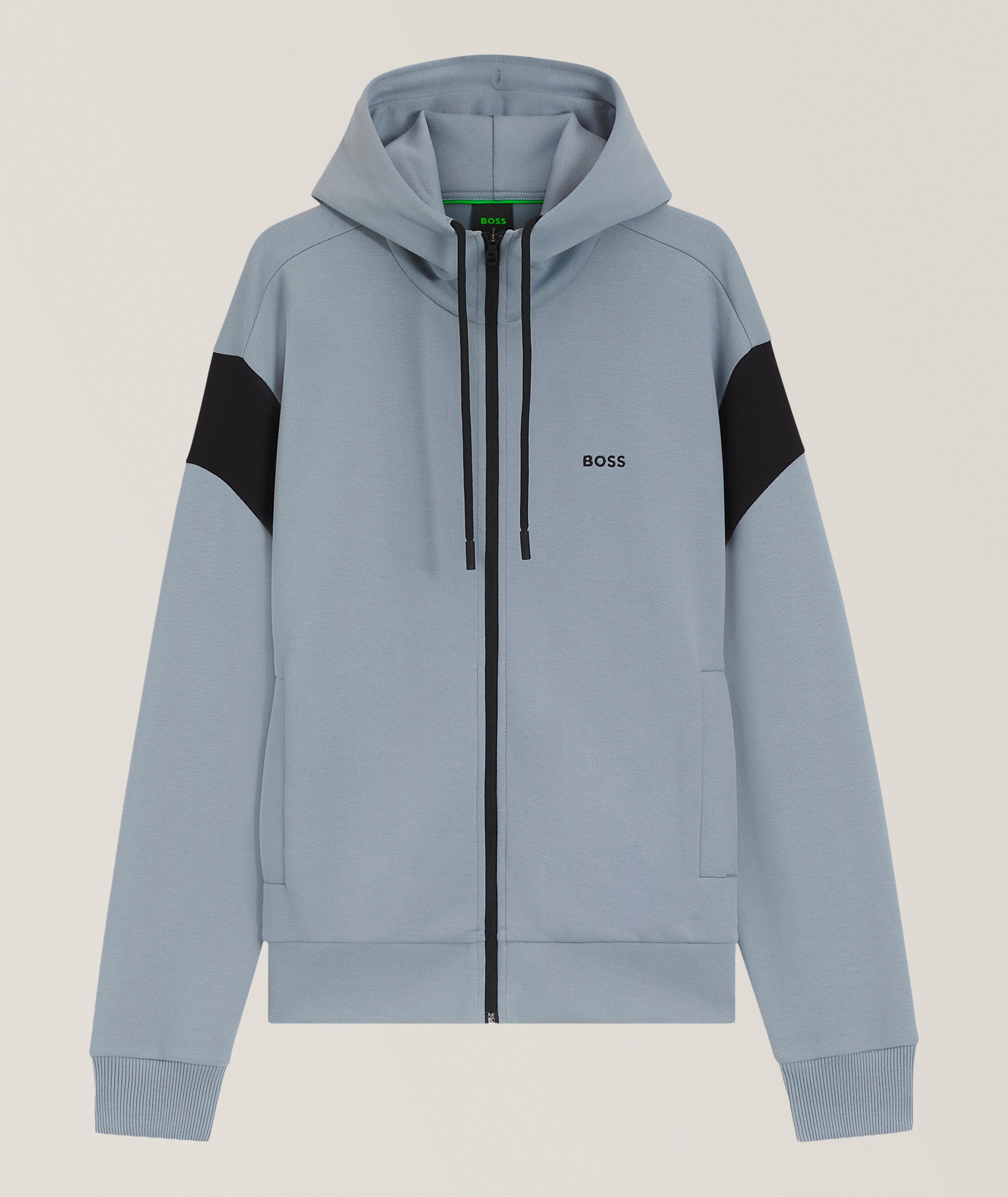 BOSS Spacer Piqué Cotton-Blend Hooded Sweater