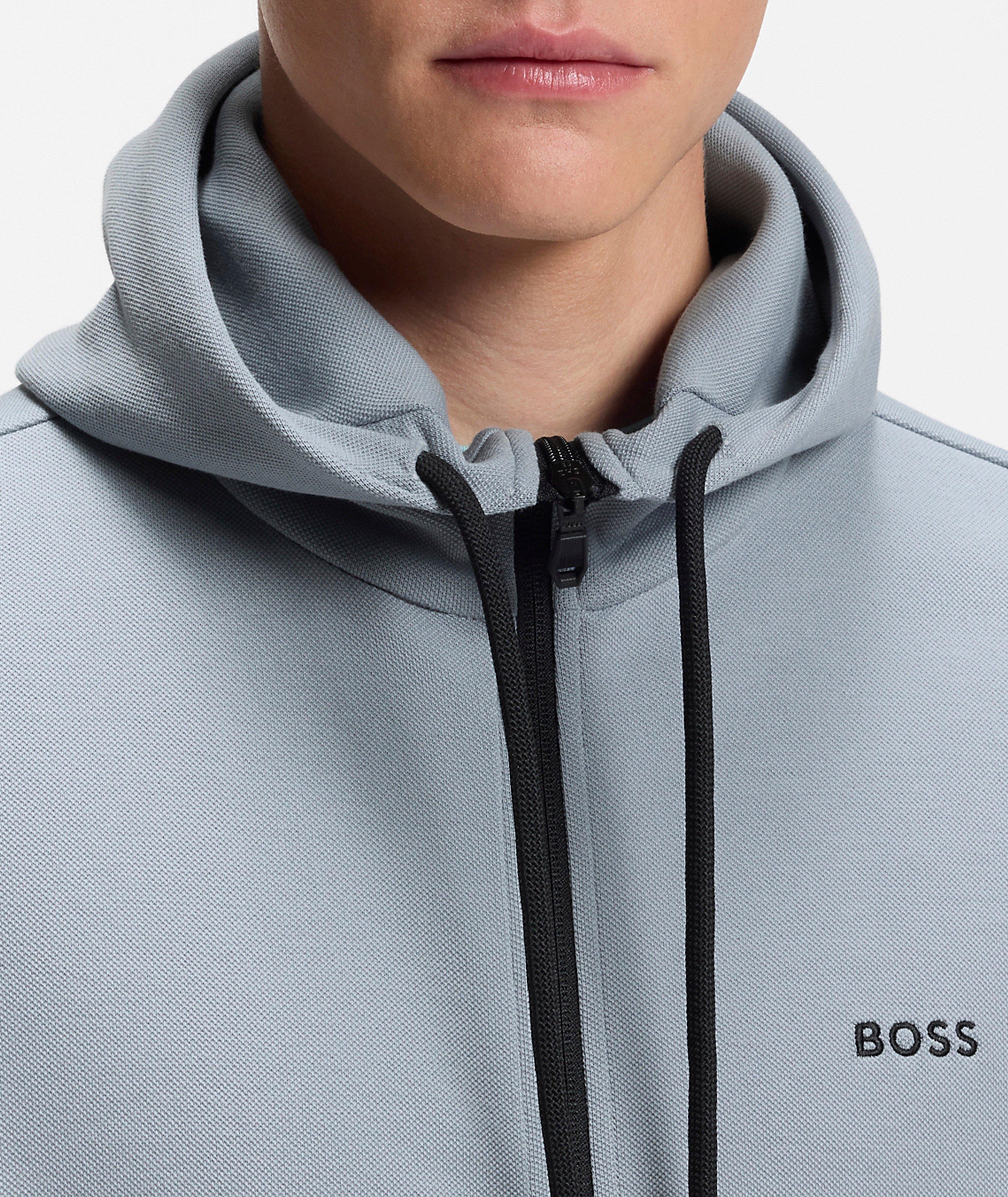 Spacer Piqué Cotton-Blend Hooded Sweater image 2