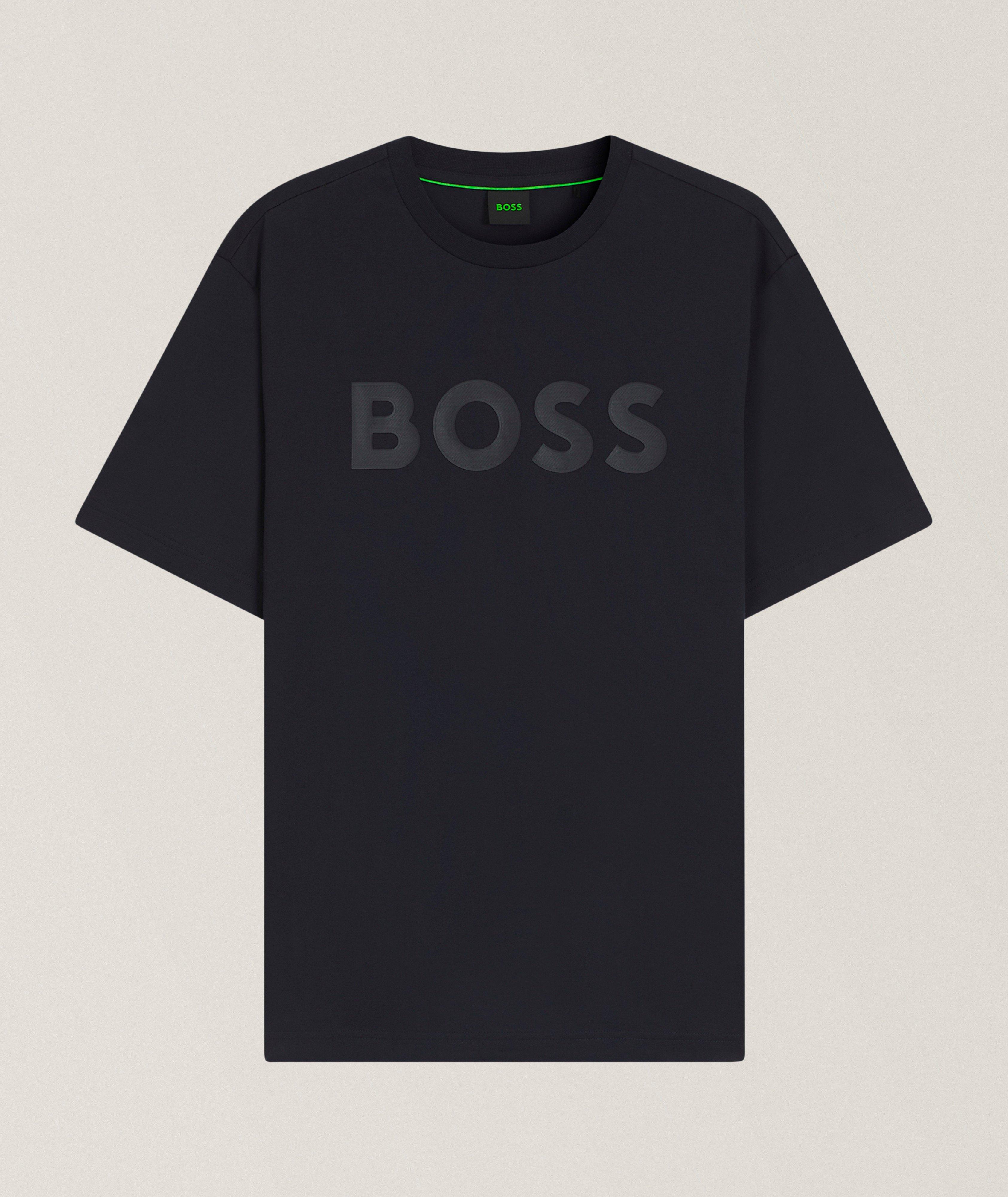 BOSS T-shirt coton logo ton sur ton structuré