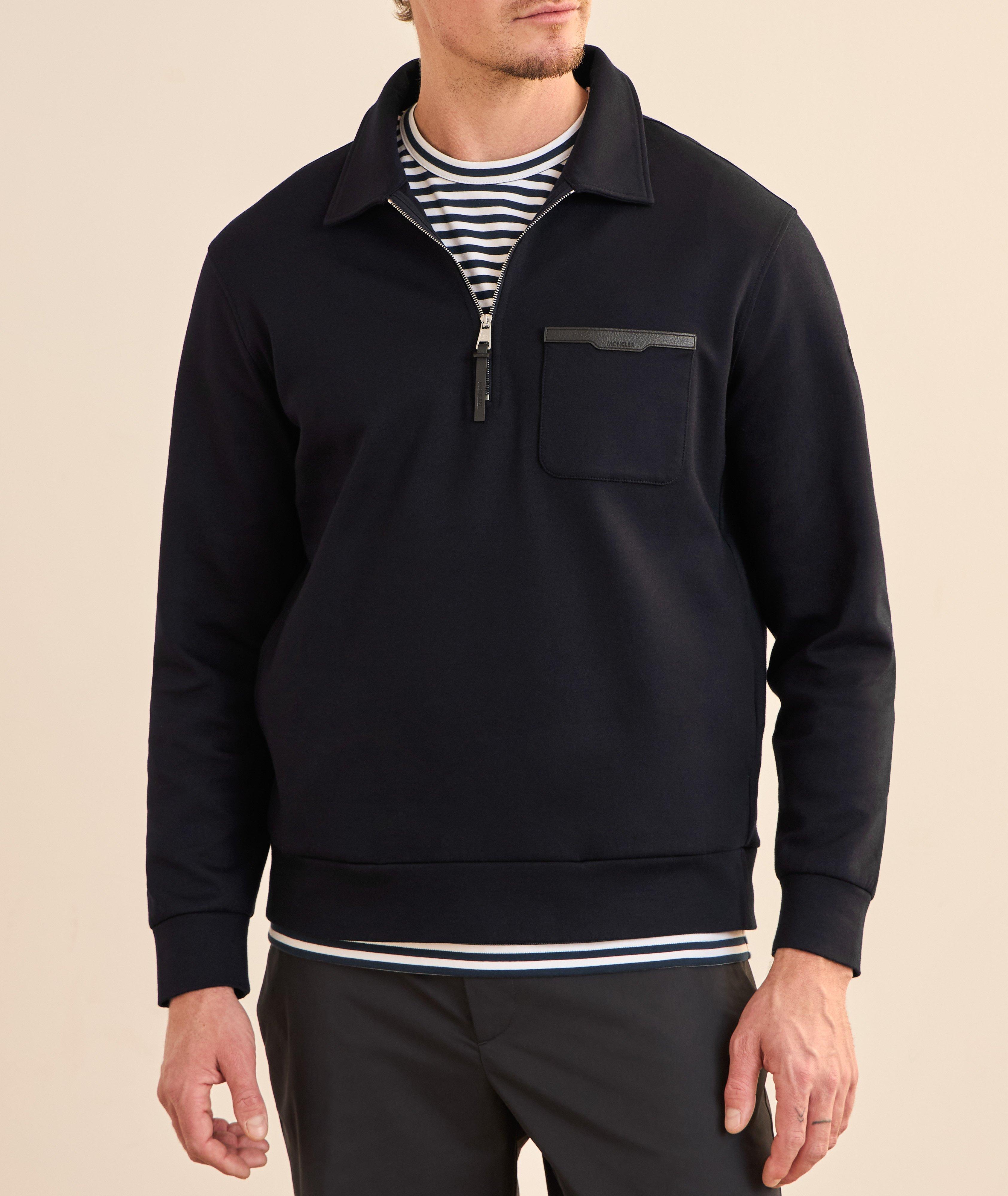Leather-Trim Quarter-Zip Polo image 1