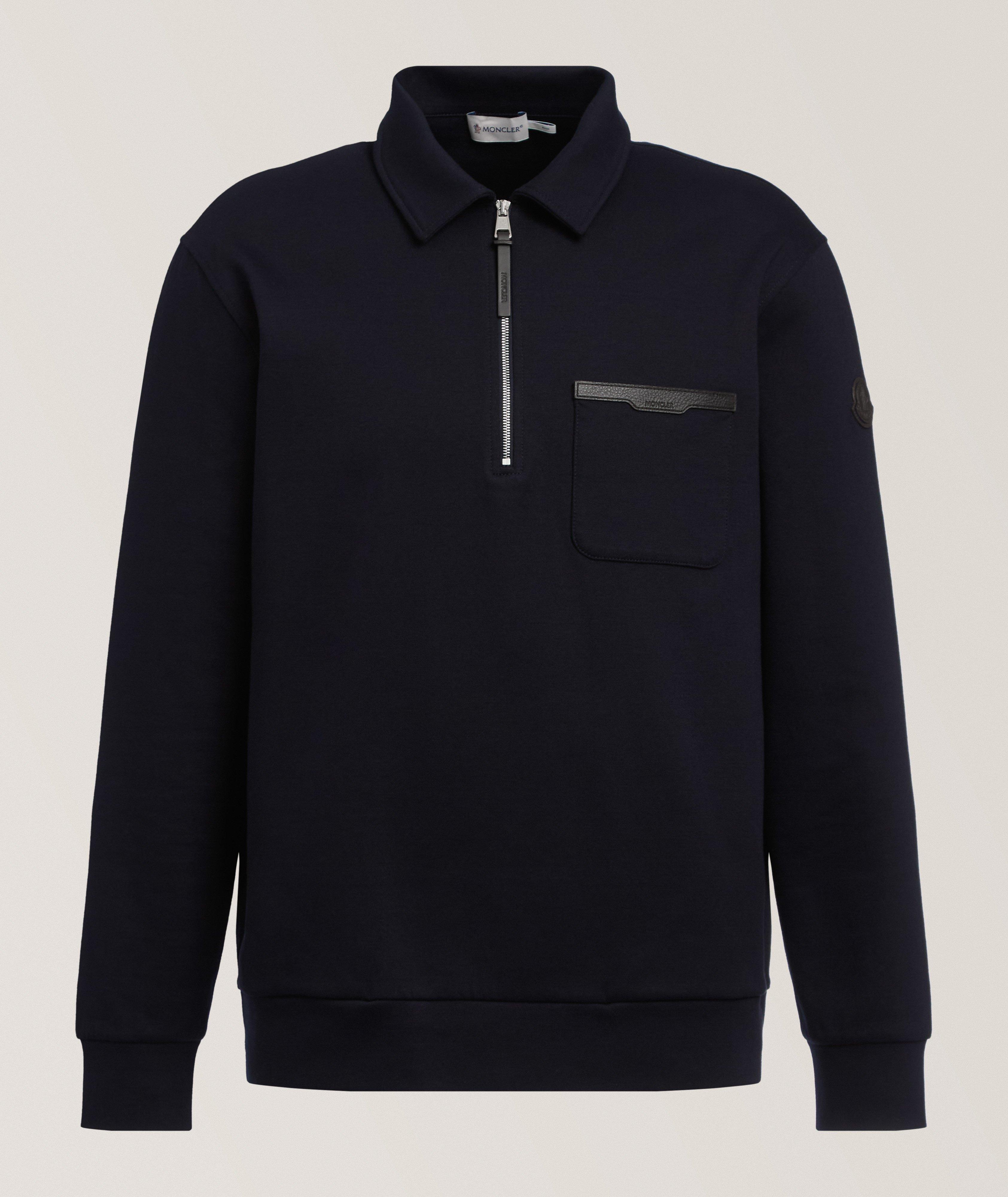 Moncler Polo quart-zip garniture cuir