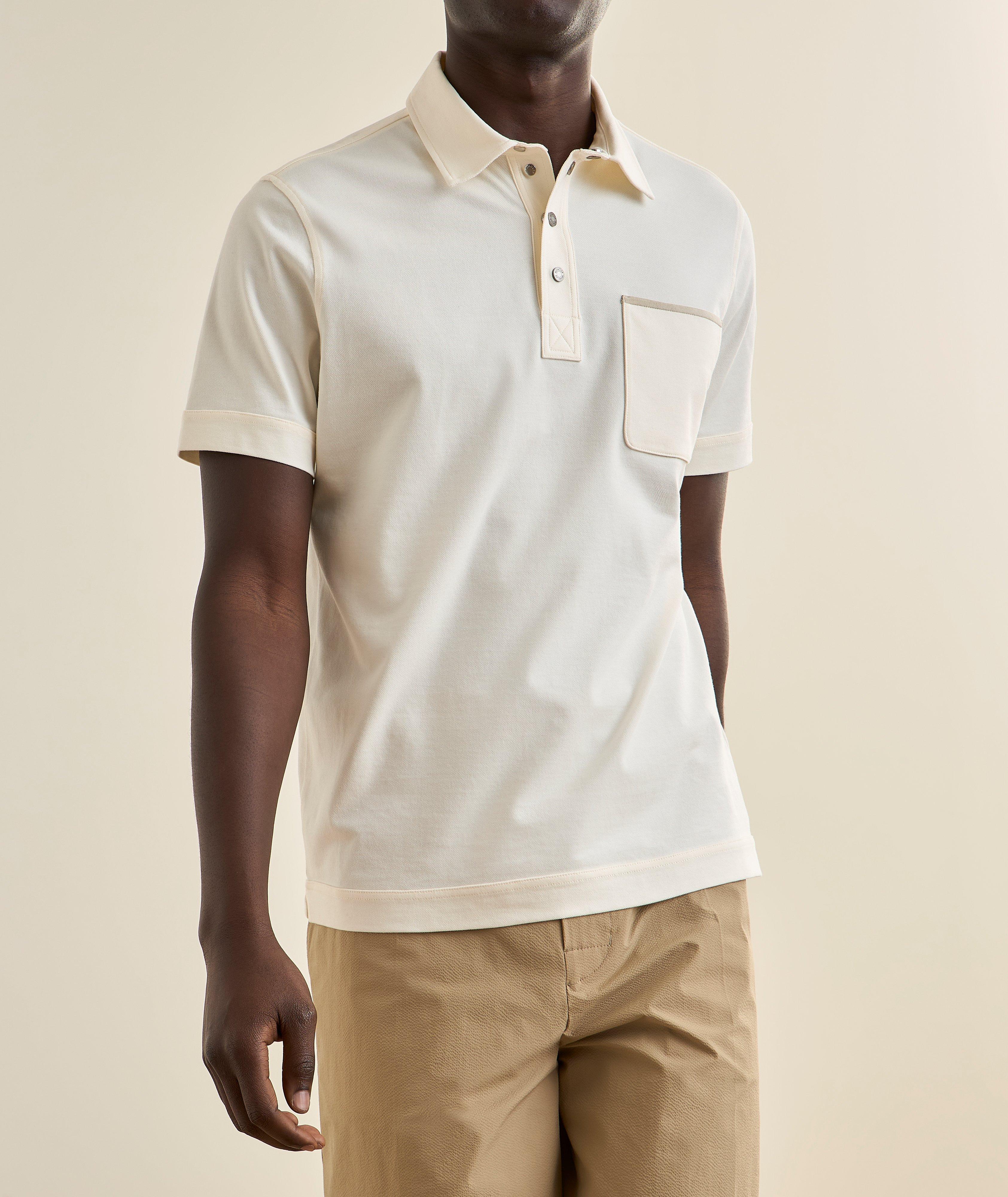Snap-Button Cotton Piqué Polo   image 1