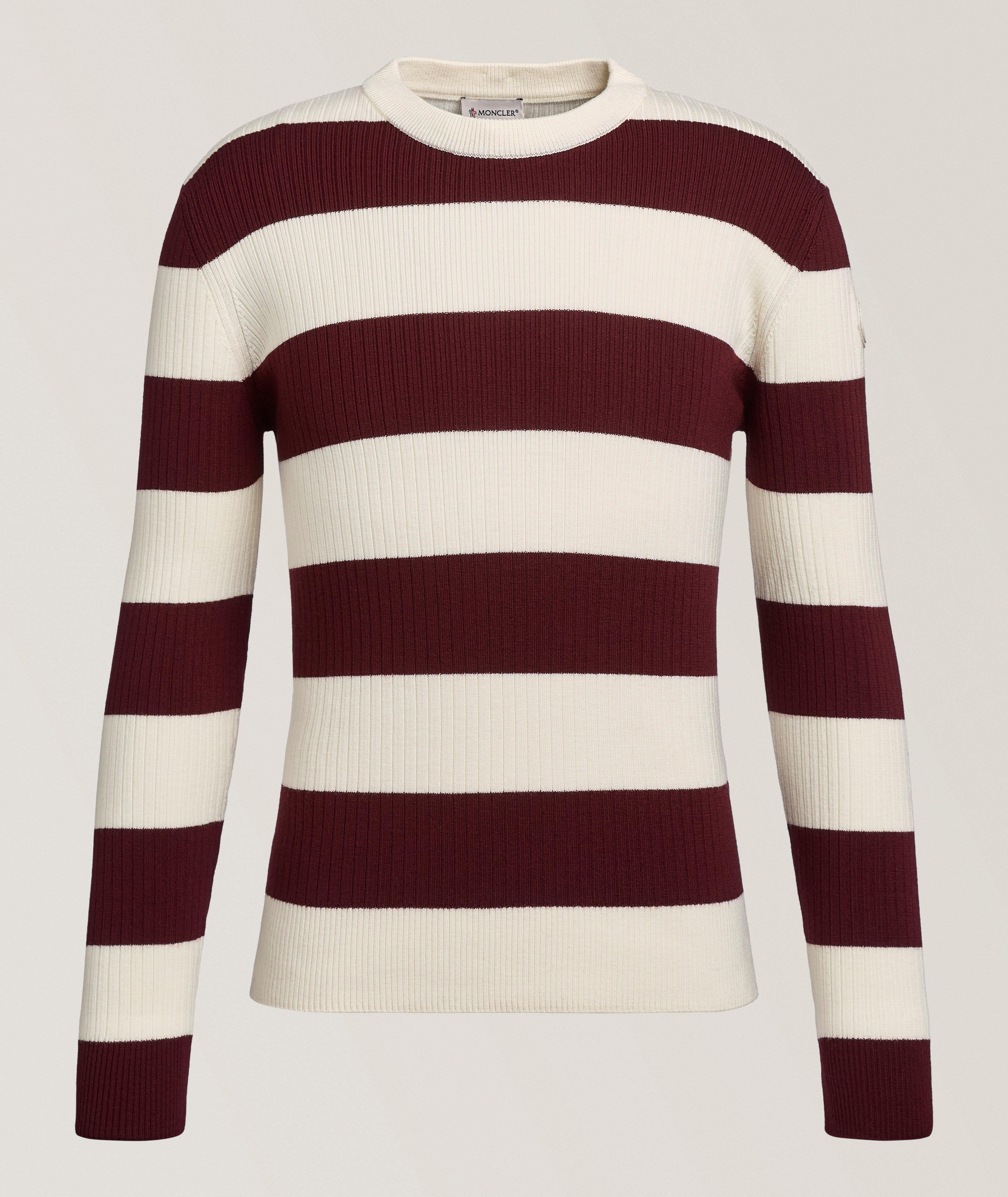 Moncler Pull laine tricot côtelé rayures