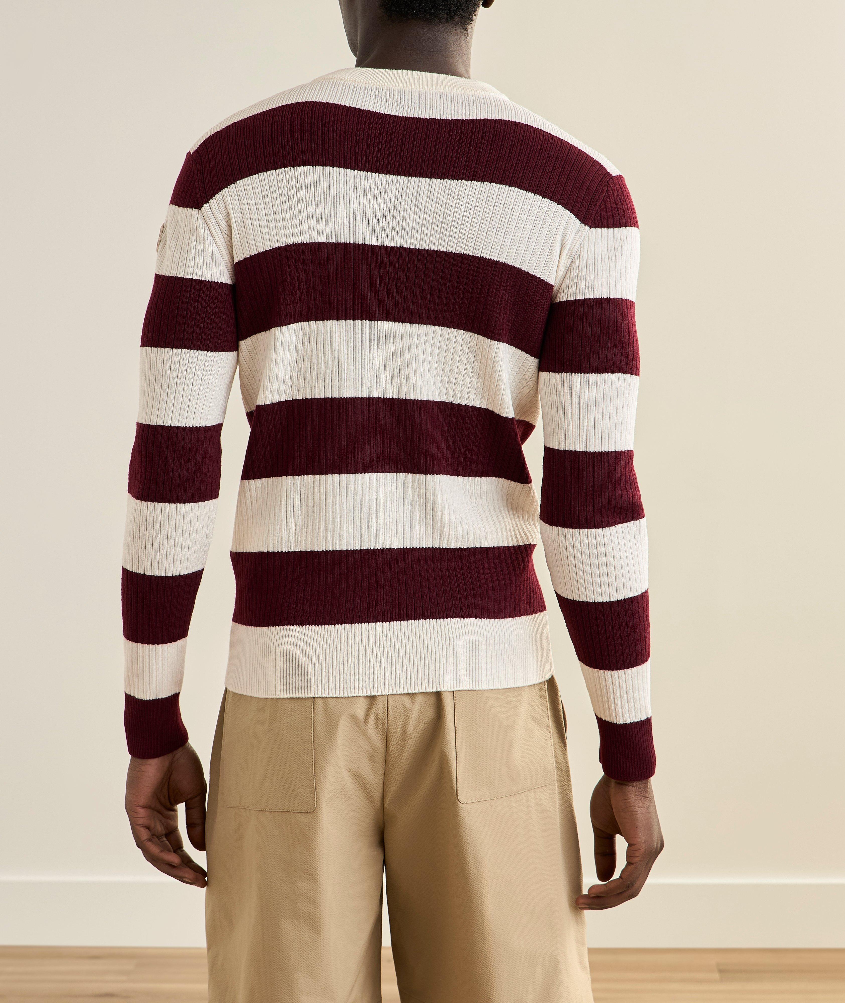 Pull laine tricot côtelé rayures image 1