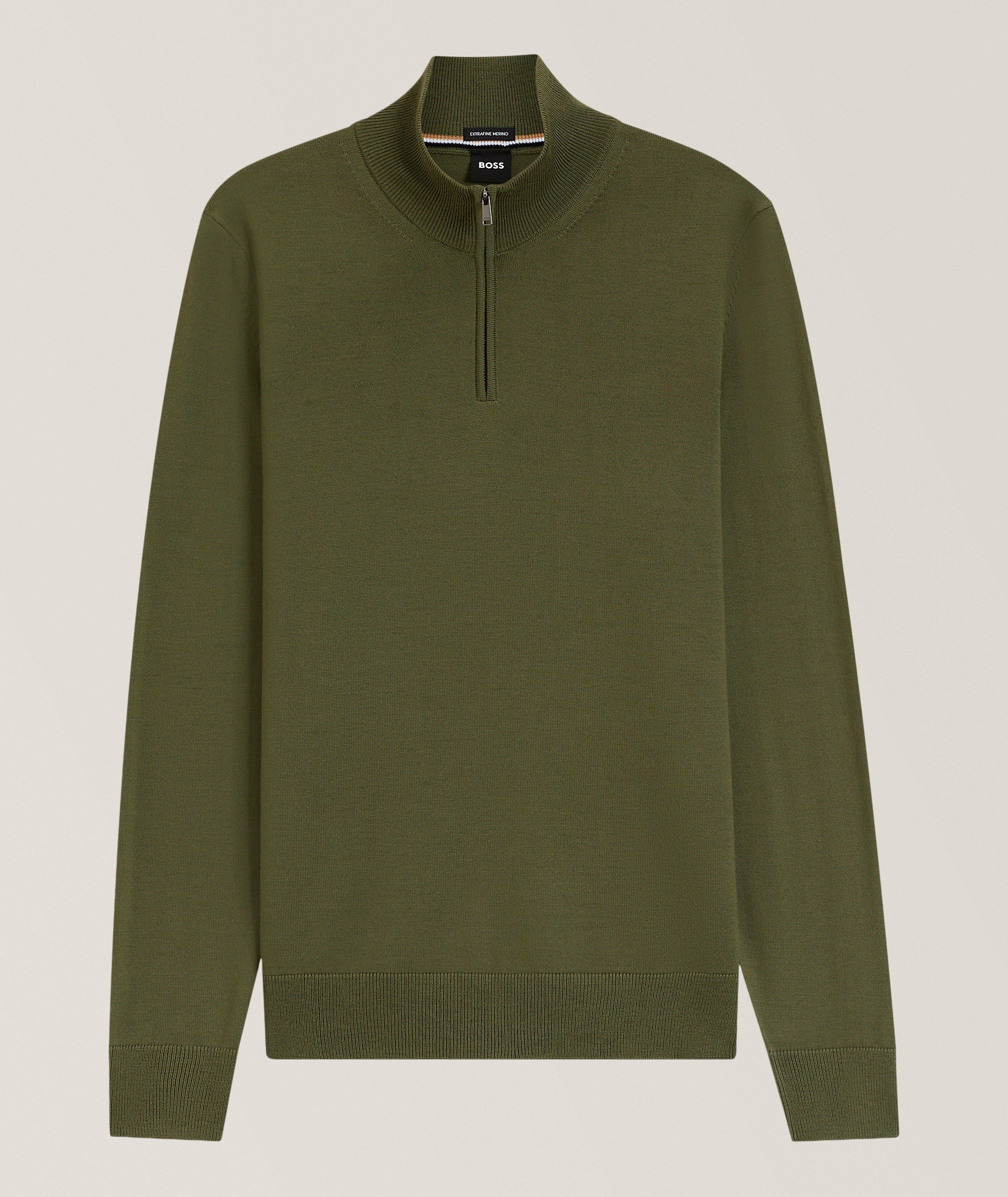 BOSS Ebenji Virgin Wool Quarter-Zip Sweater 