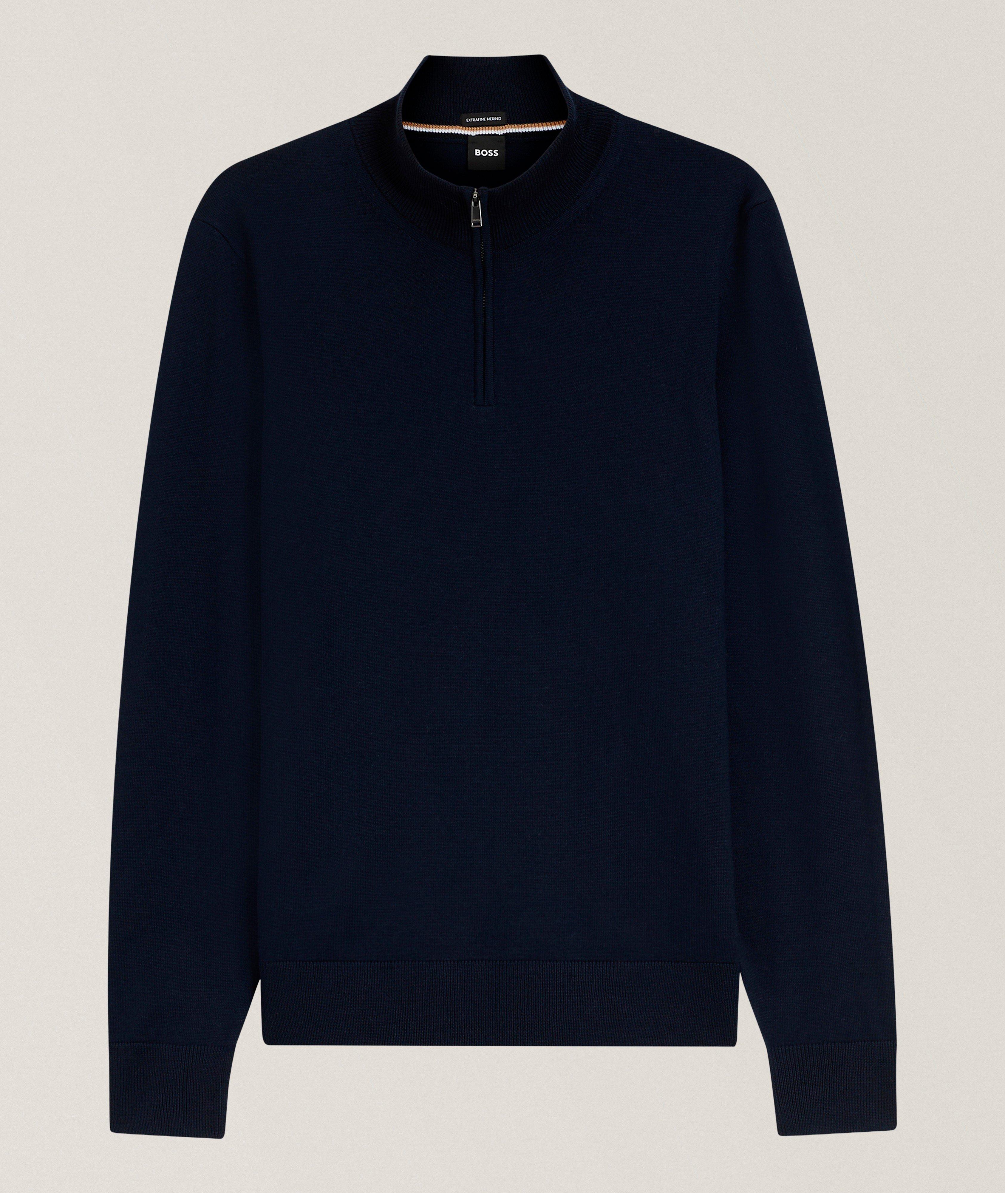BOSS Ebenji Virgin Wool Quarter-Zip Sweater 