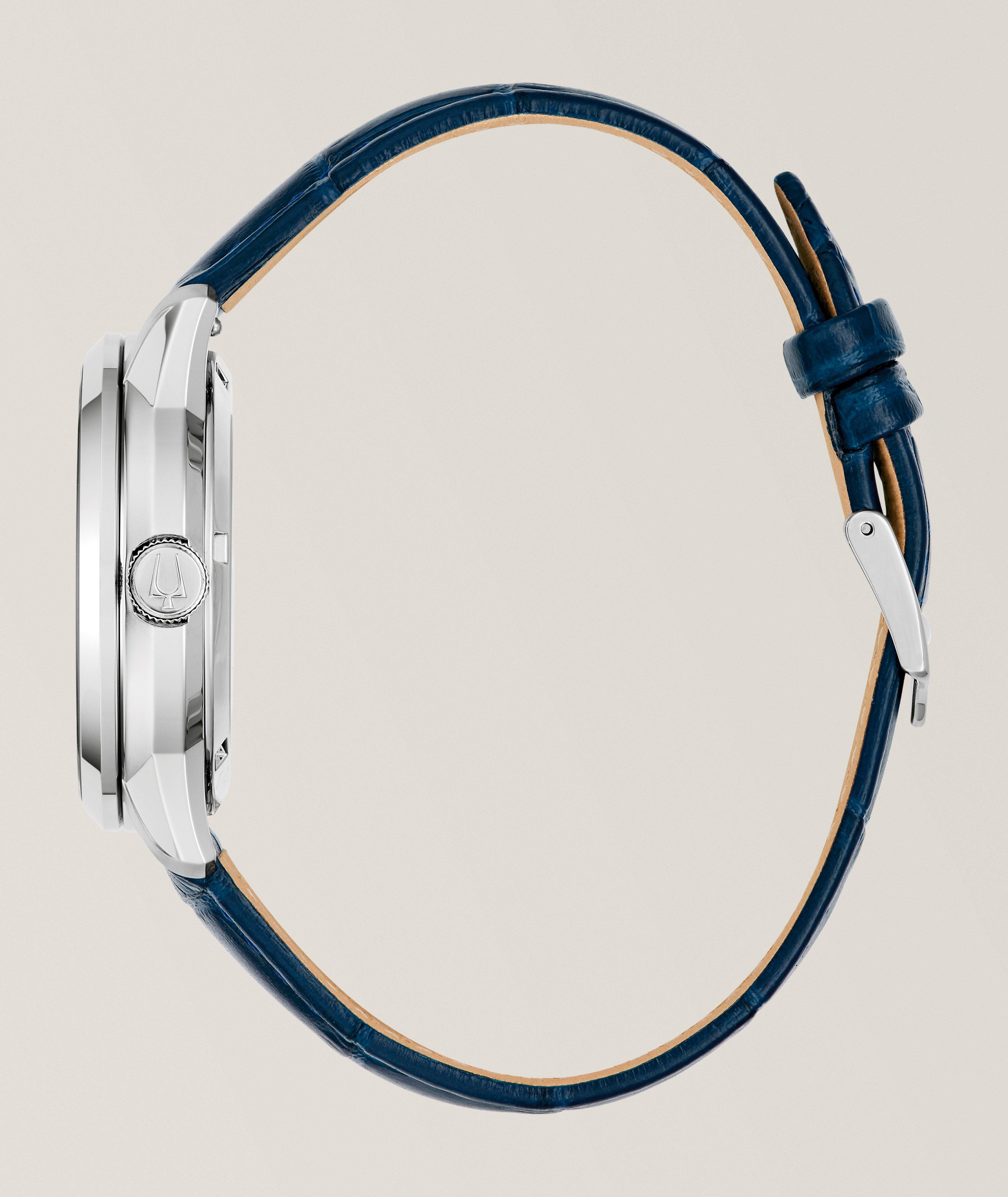 BUL SUTTN AUTO 40MM BLU LTHR STRP & WHT SAPPHIRE DIAL image 2
