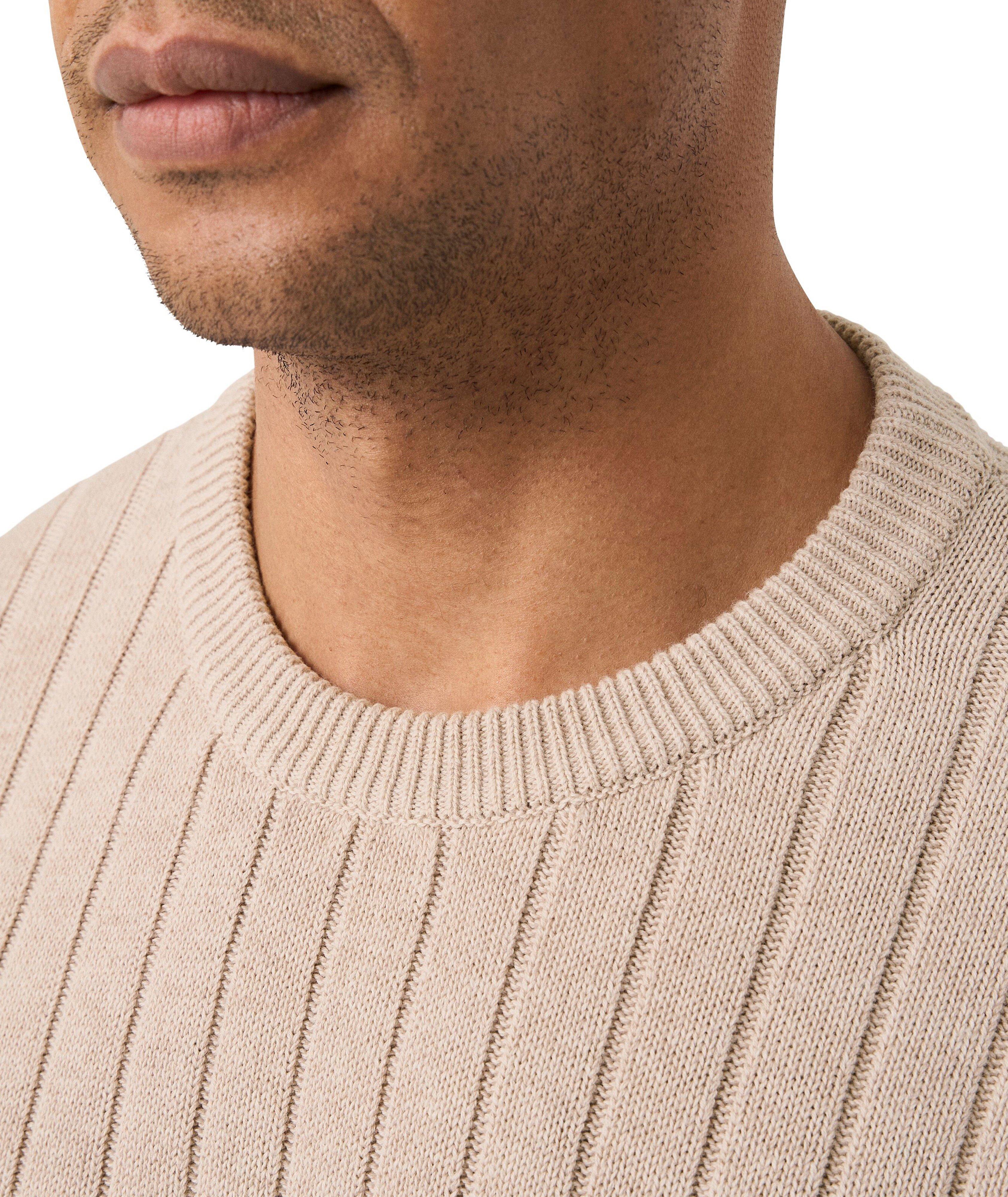Structure Knit Cotton Crewneck Sweater image 3