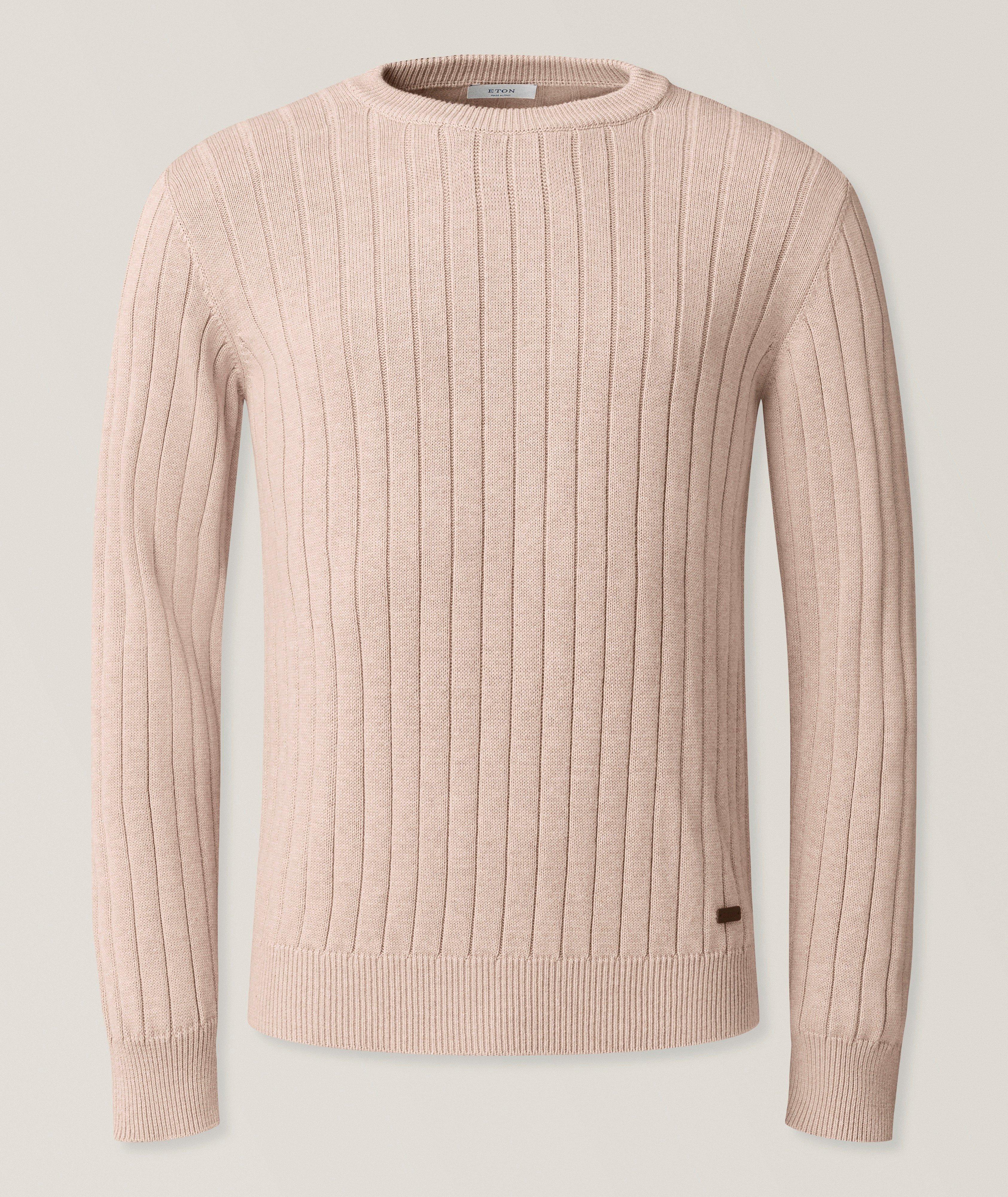 Eton Structure Knit Cotton Crewneck Sweater
