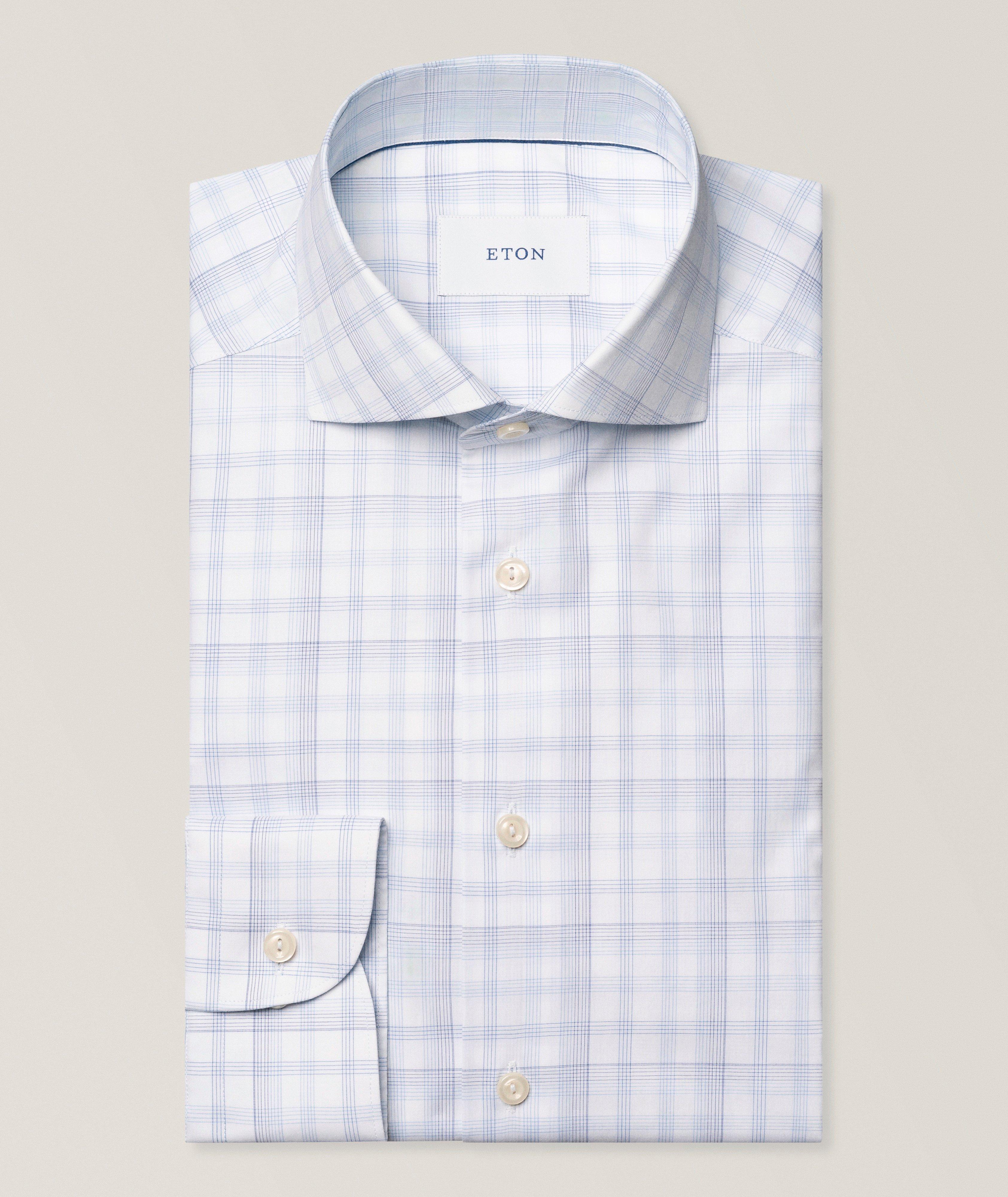 Eton Slim-Fit Plaid Breeze Poplin Dress Shirt