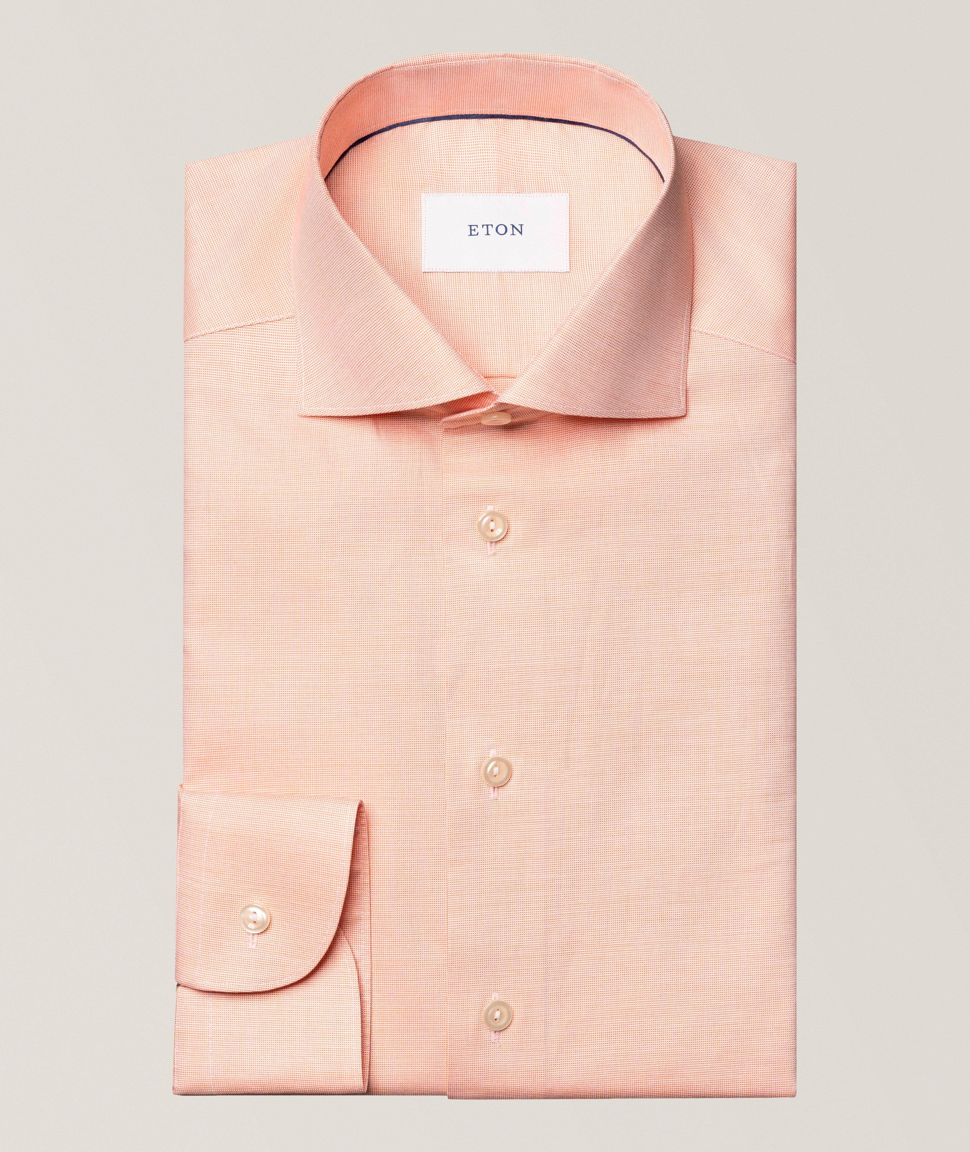mens dress shirts regular fit Eton Slim Fit White Textured Twill Dress Shirt Men's 17