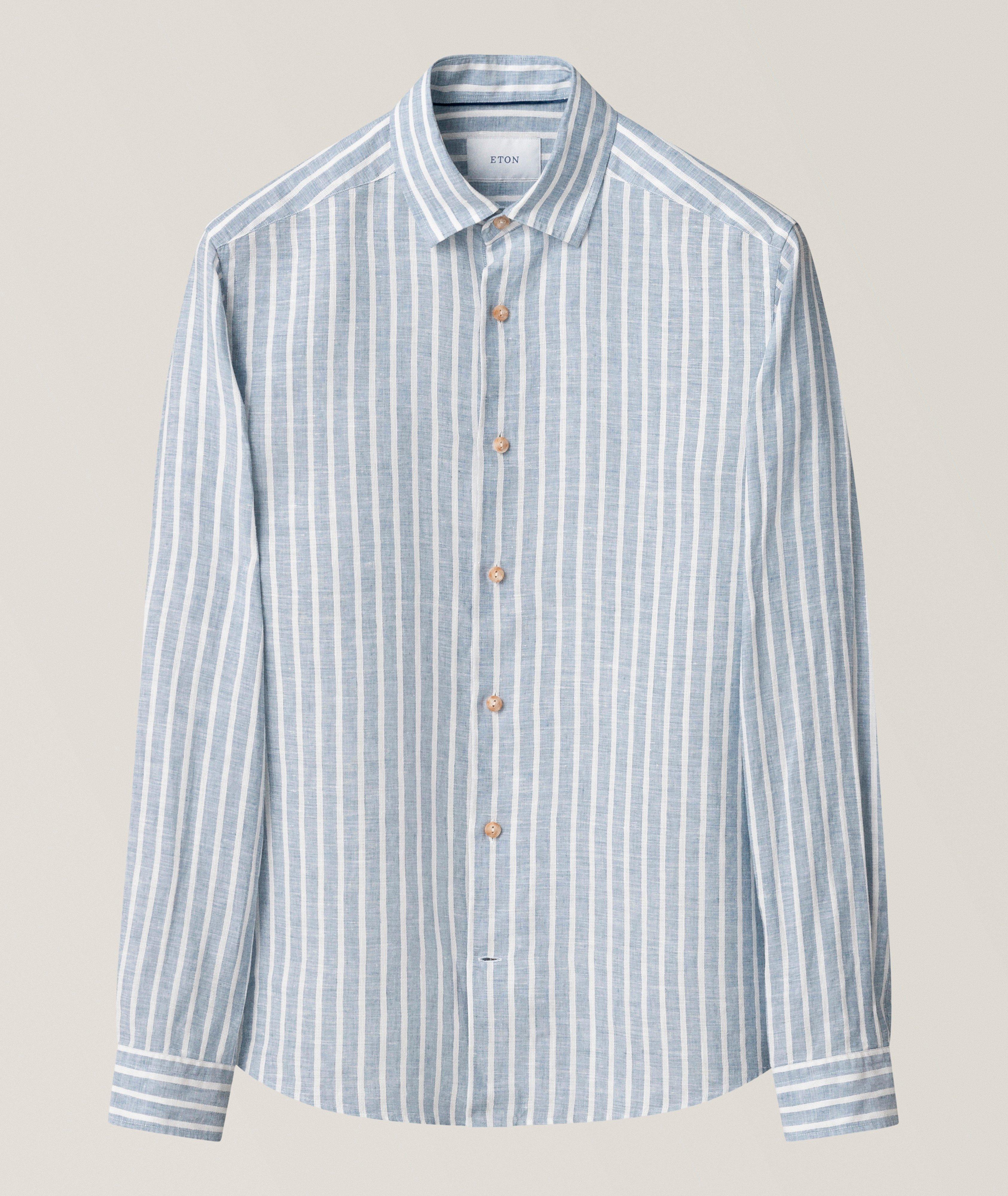 Eton Contemporary-Fit Striped Linen Shirt