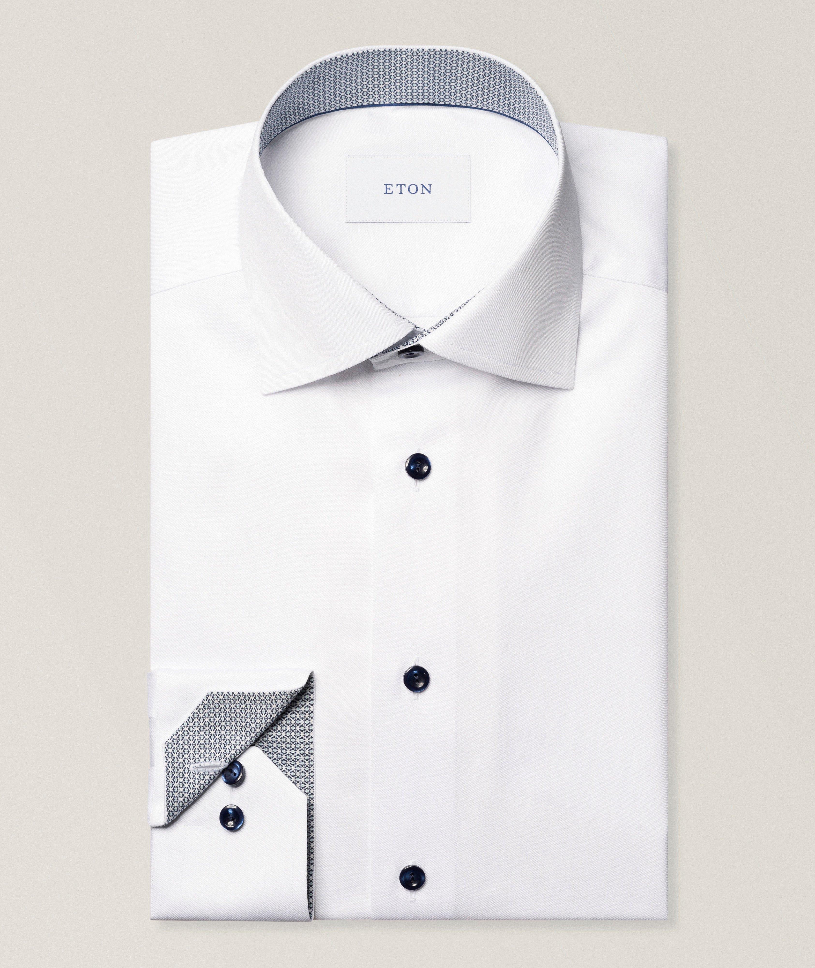 Slim-Fit Geo-Effect Twill Dress Shirt image 0