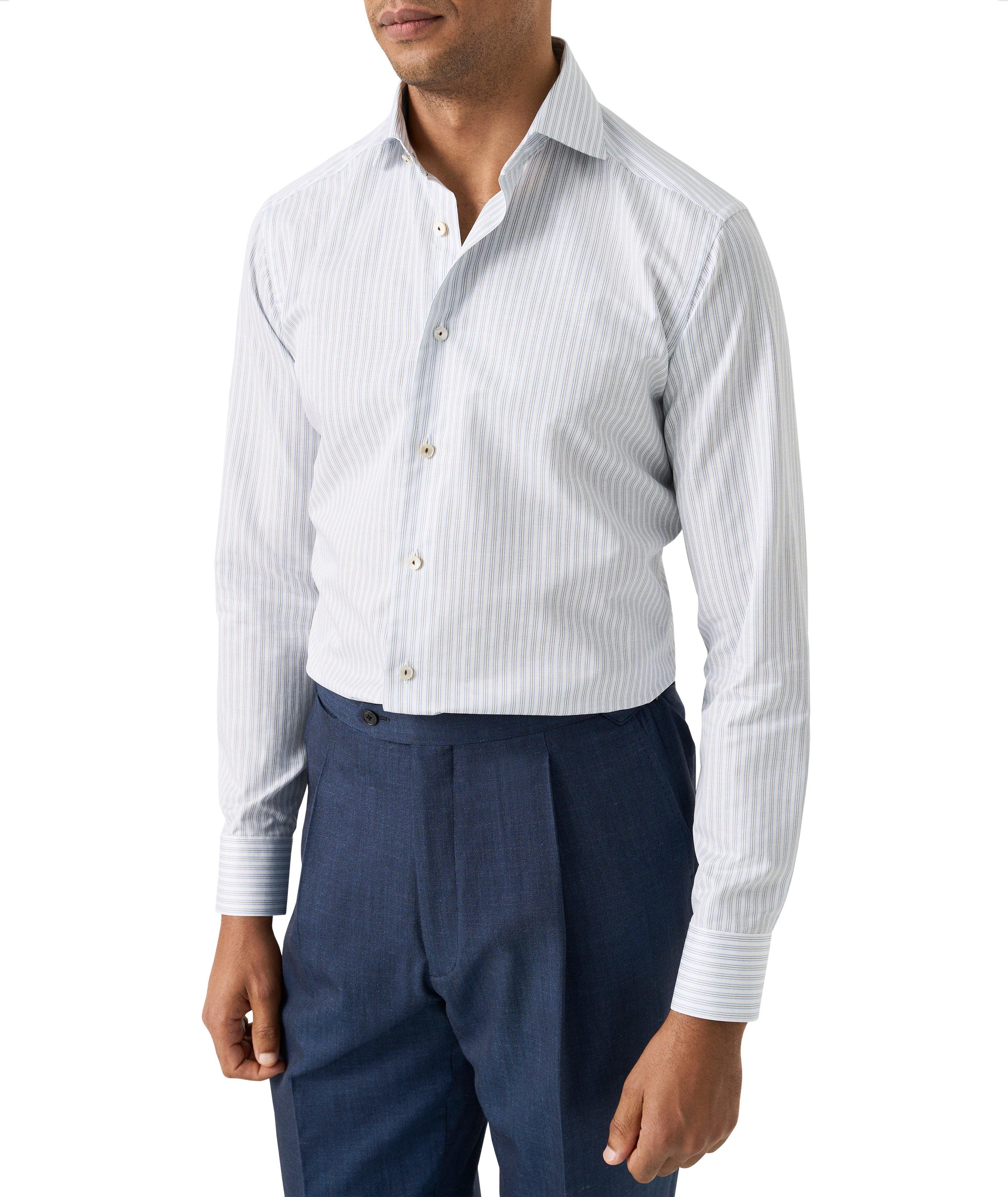 Slim-Fit Striped Cotton-Linen Shirt image 1