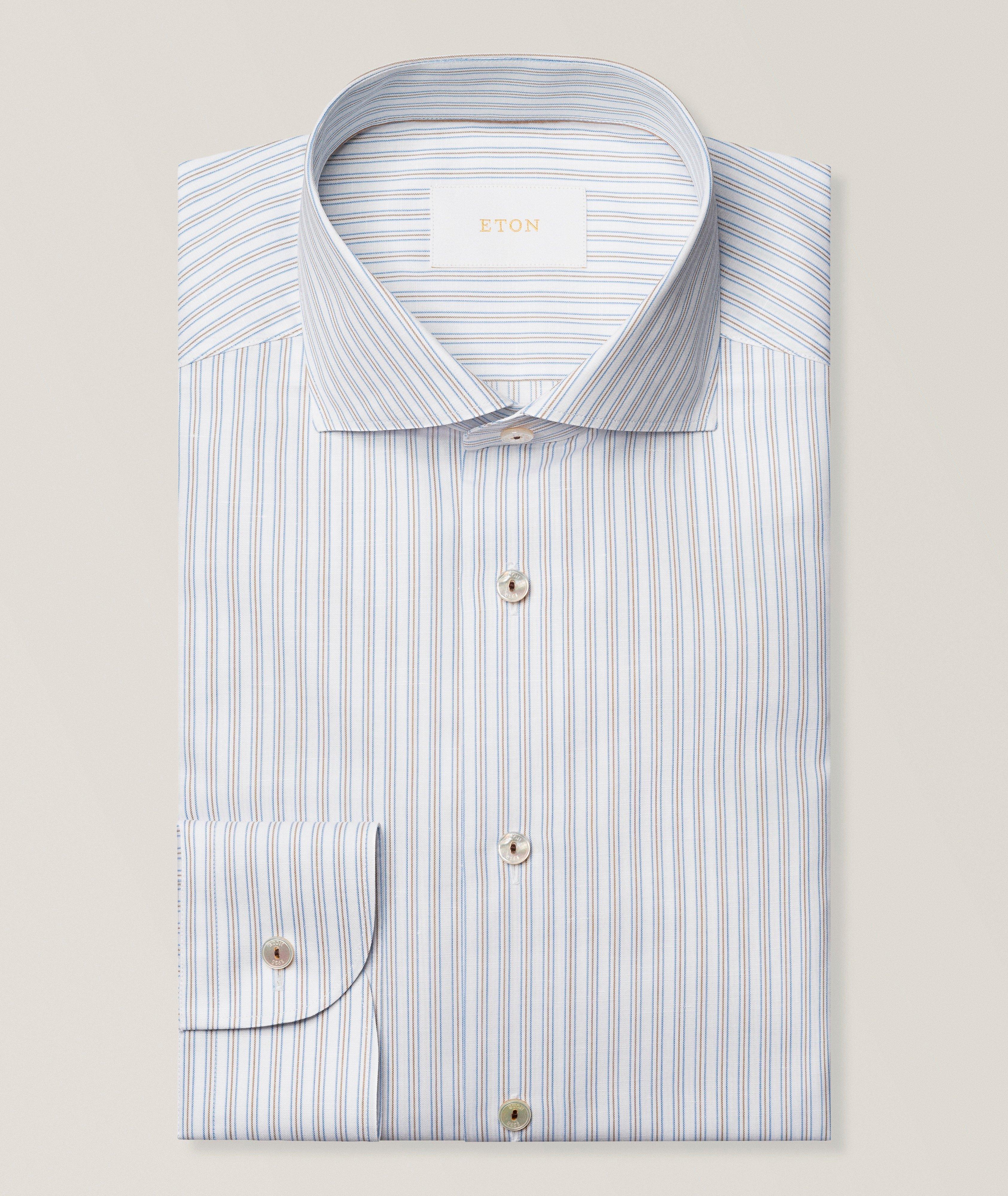 Eton Slim-Fit Striped Cotton-Linen Shirt