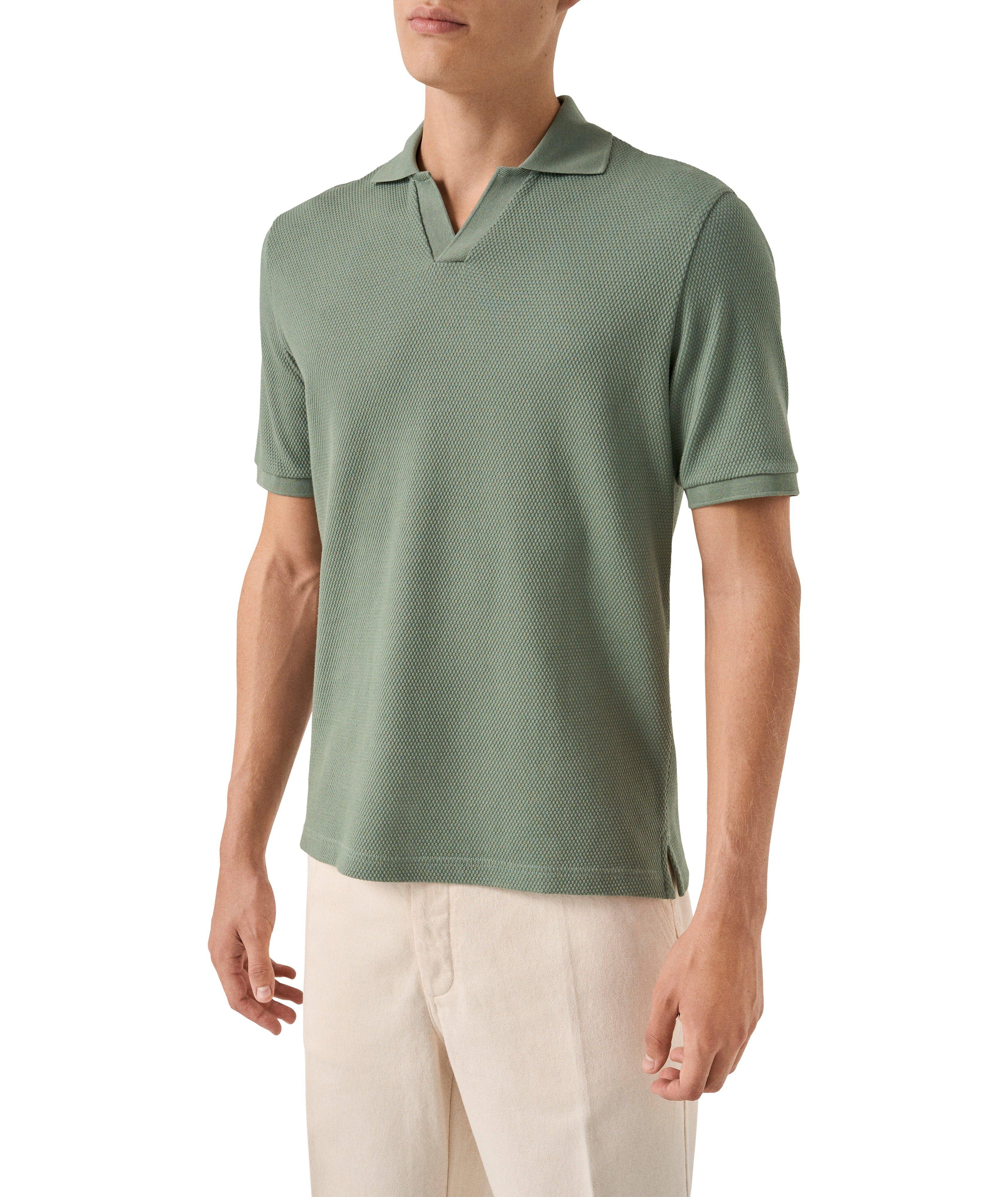 Waffle Knit Johnny Collar Polo image 1