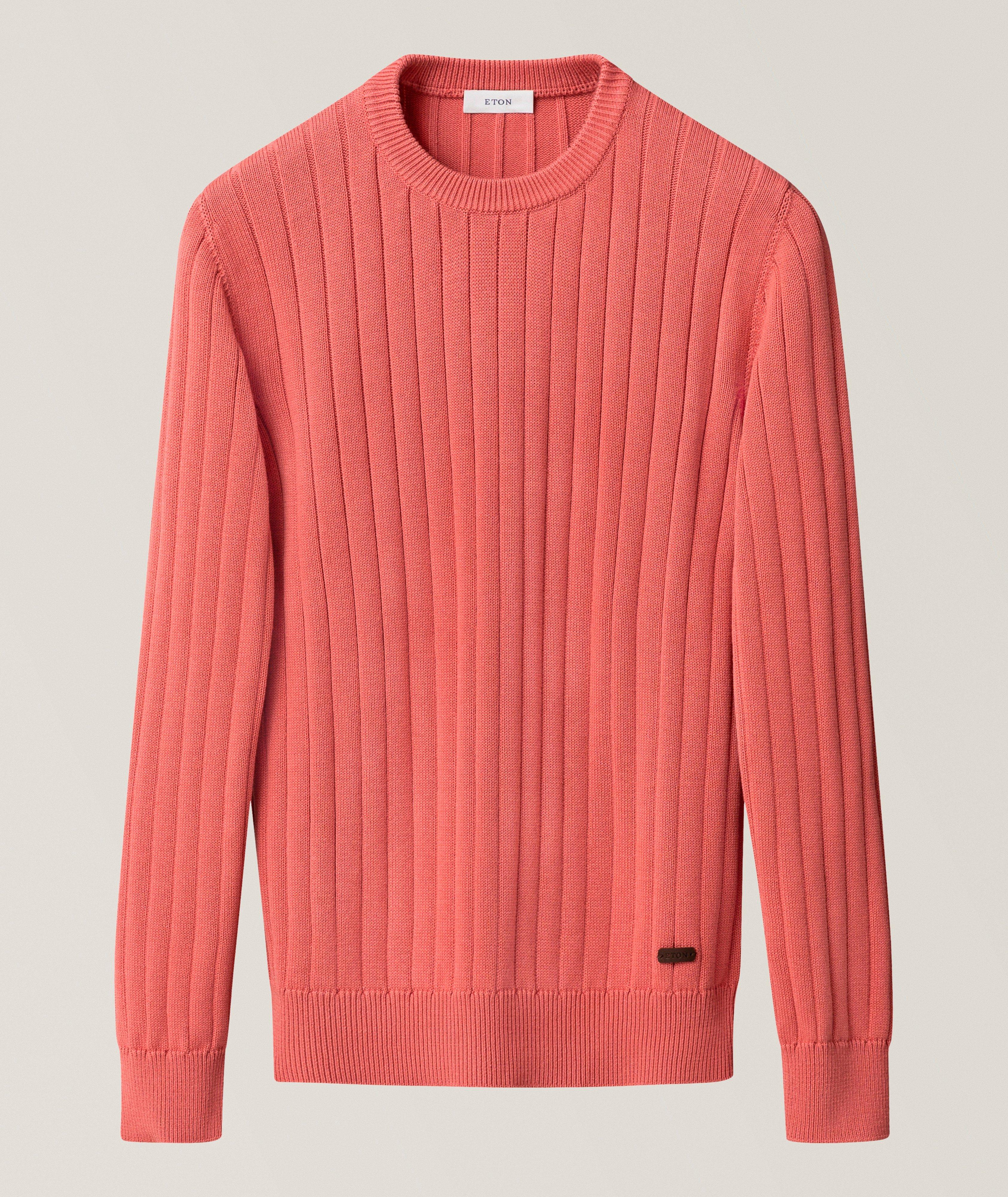 Eton Structure Knit Cotton Crewneck Sweater