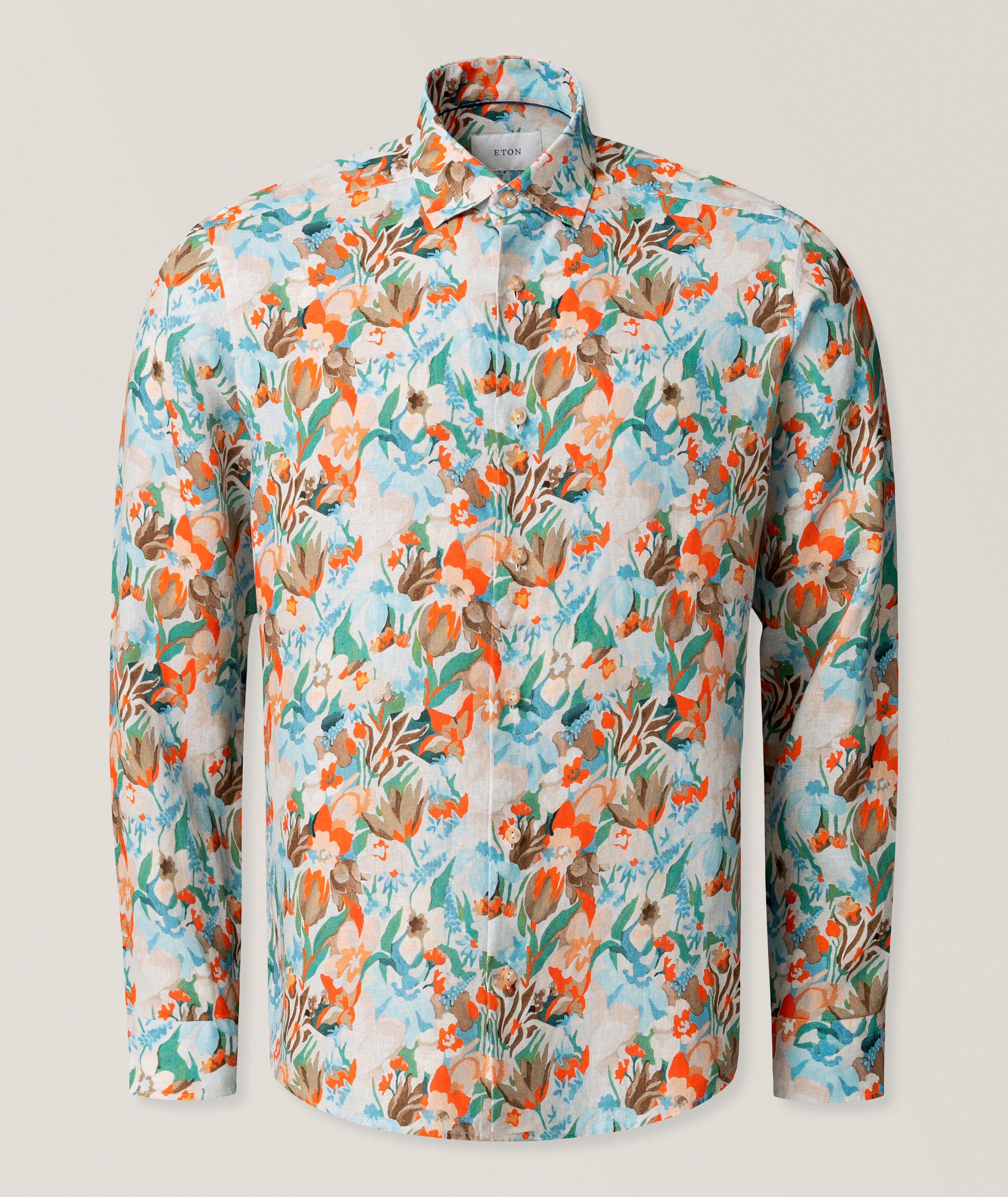 Eton Contemporary-Fit Floral Linen Shirt