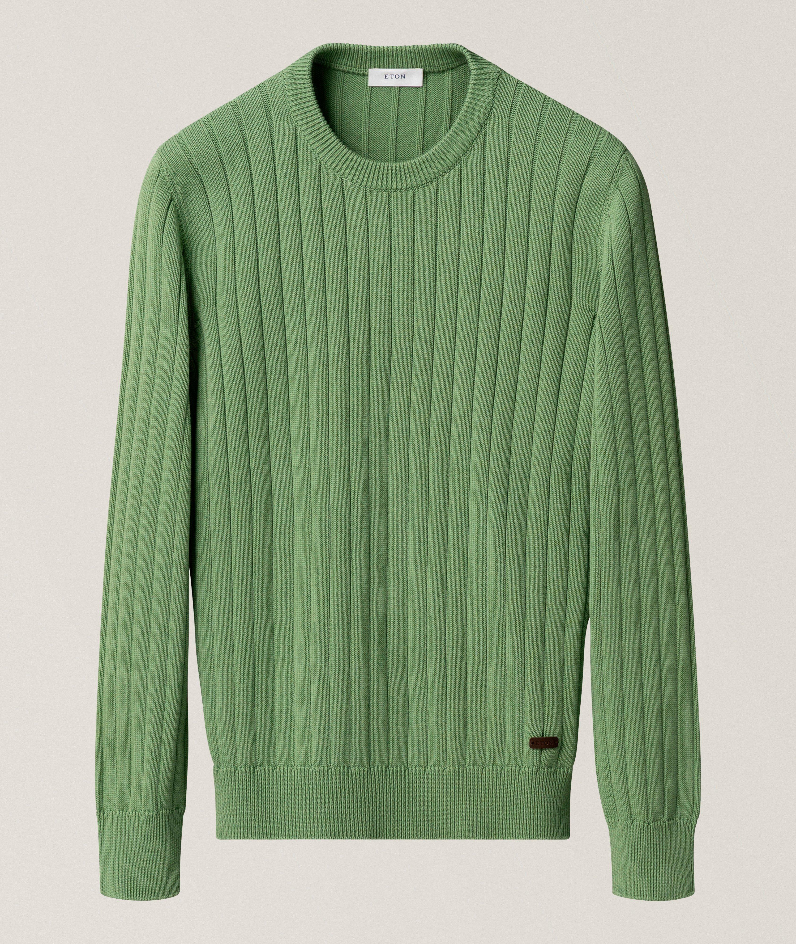 Eton Structure Knit Cotton Crewneck Sweater