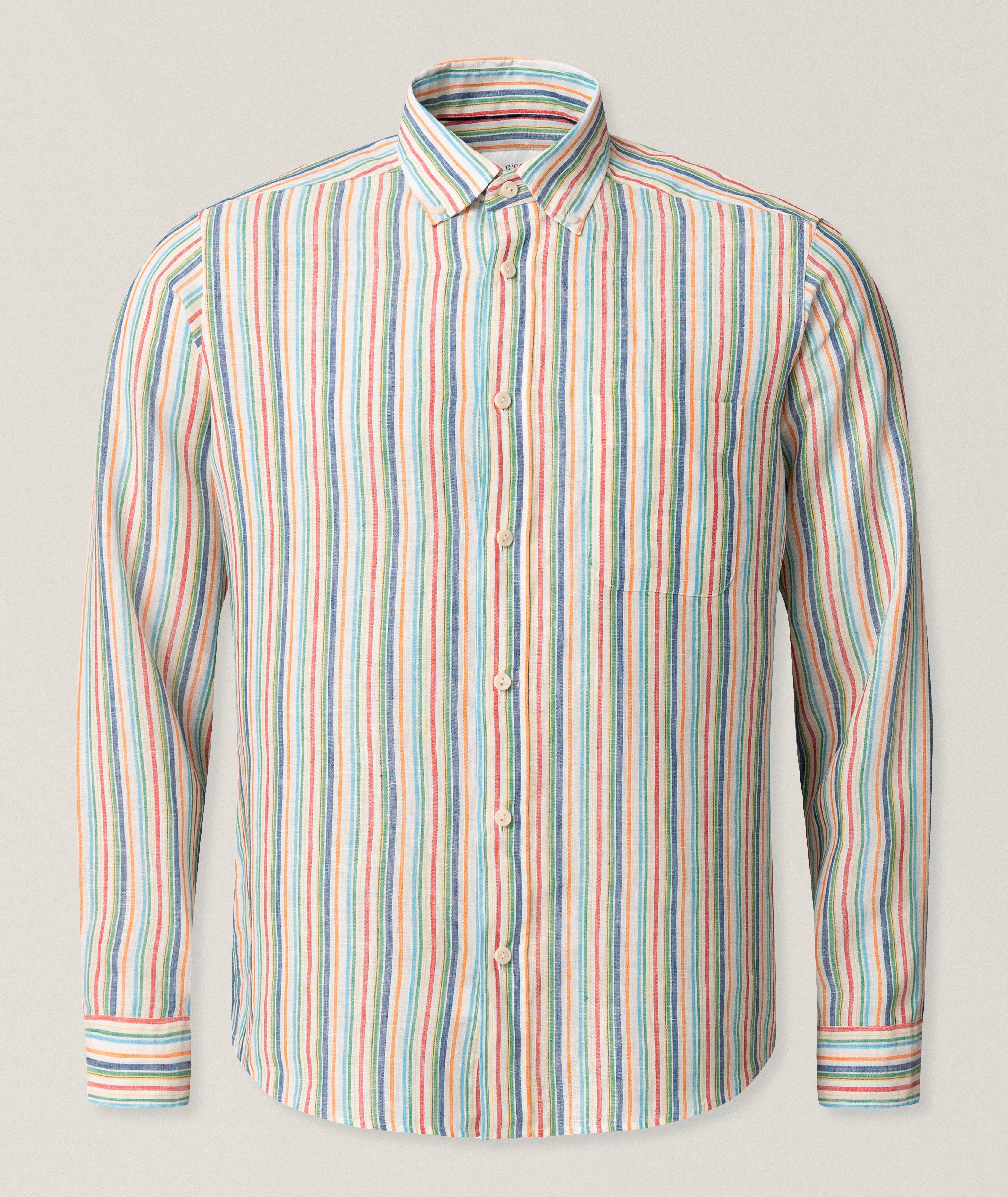 Eton Contemporary-Fit Multi-Stripe Linen Shirt