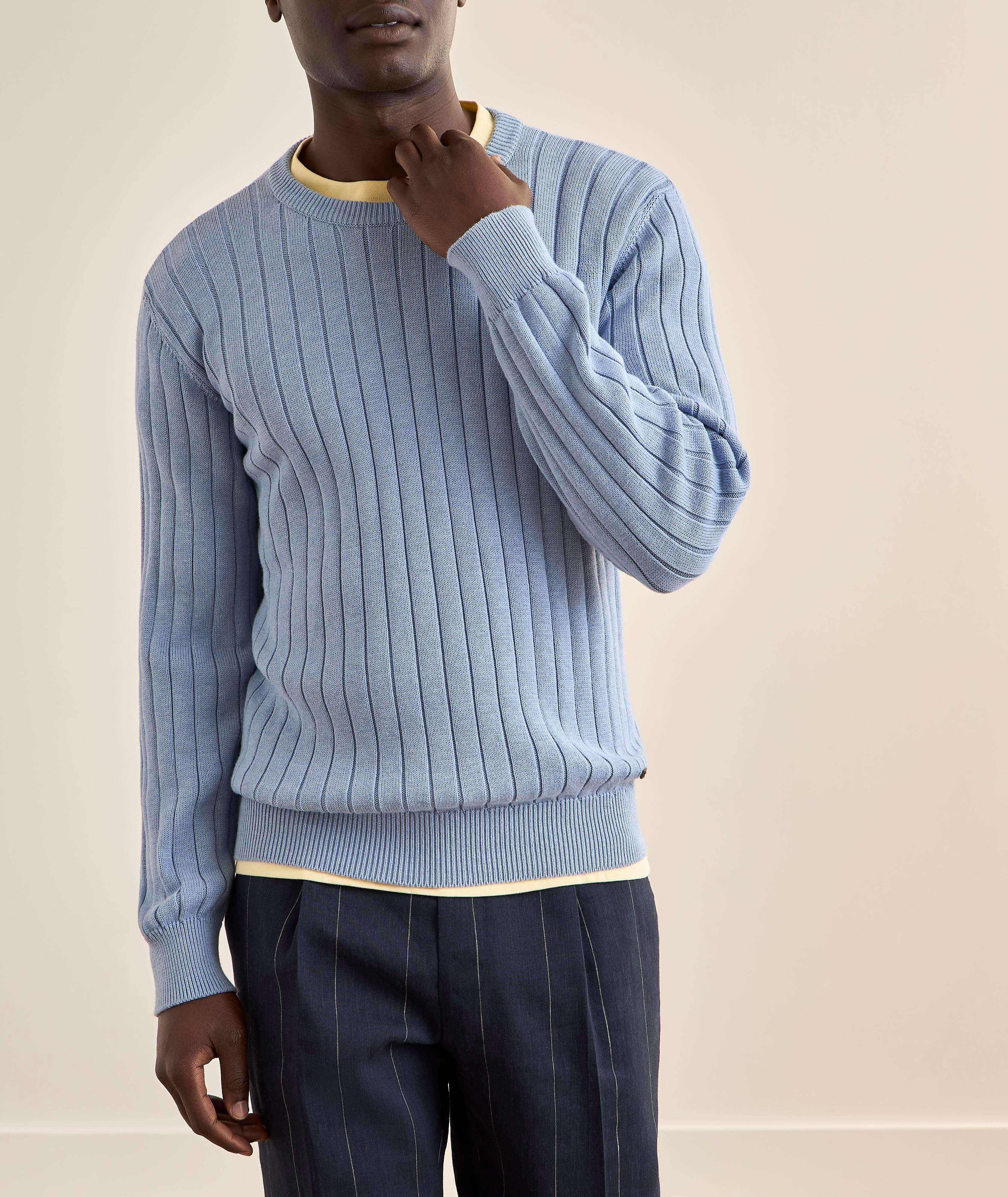 Structure Knit Cotton Crewneck Sweater image 1