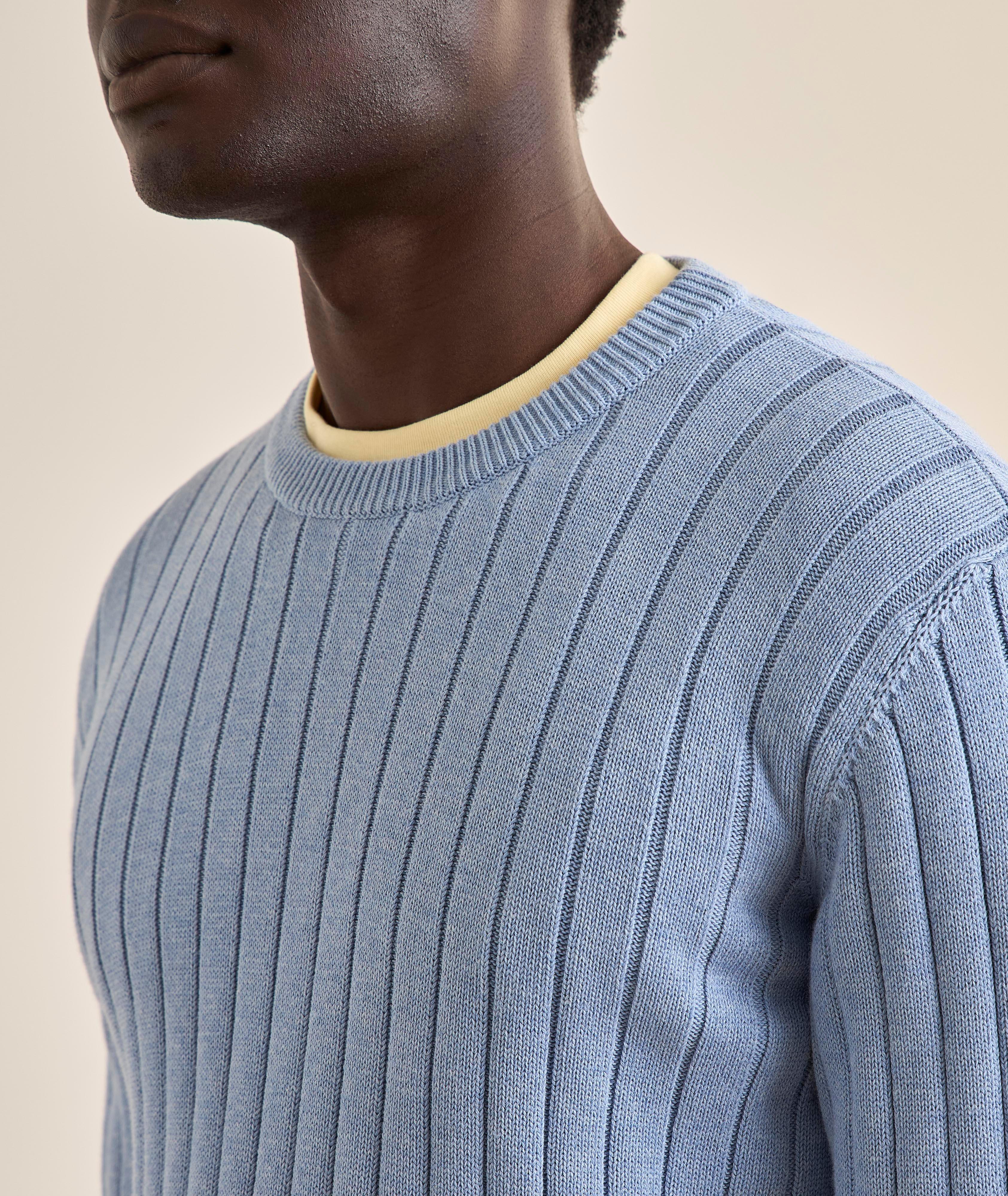 Structure Knit Cotton Crewneck Sweater image 3