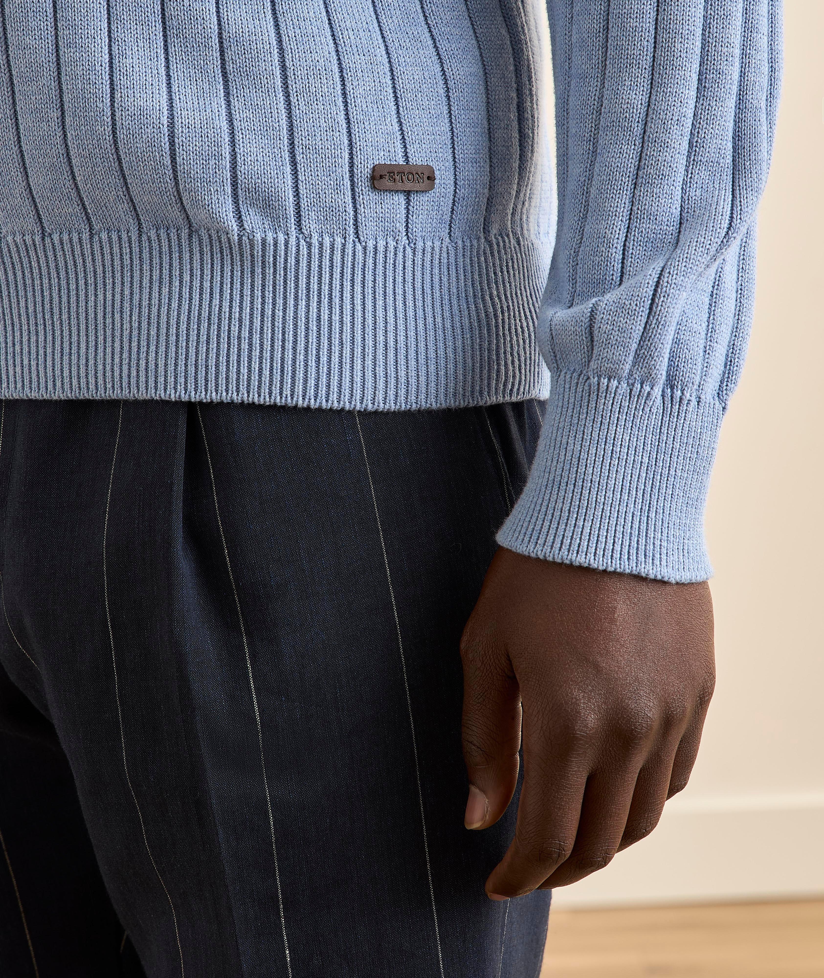 Structure Knit Cotton Crewneck Sweater image 4