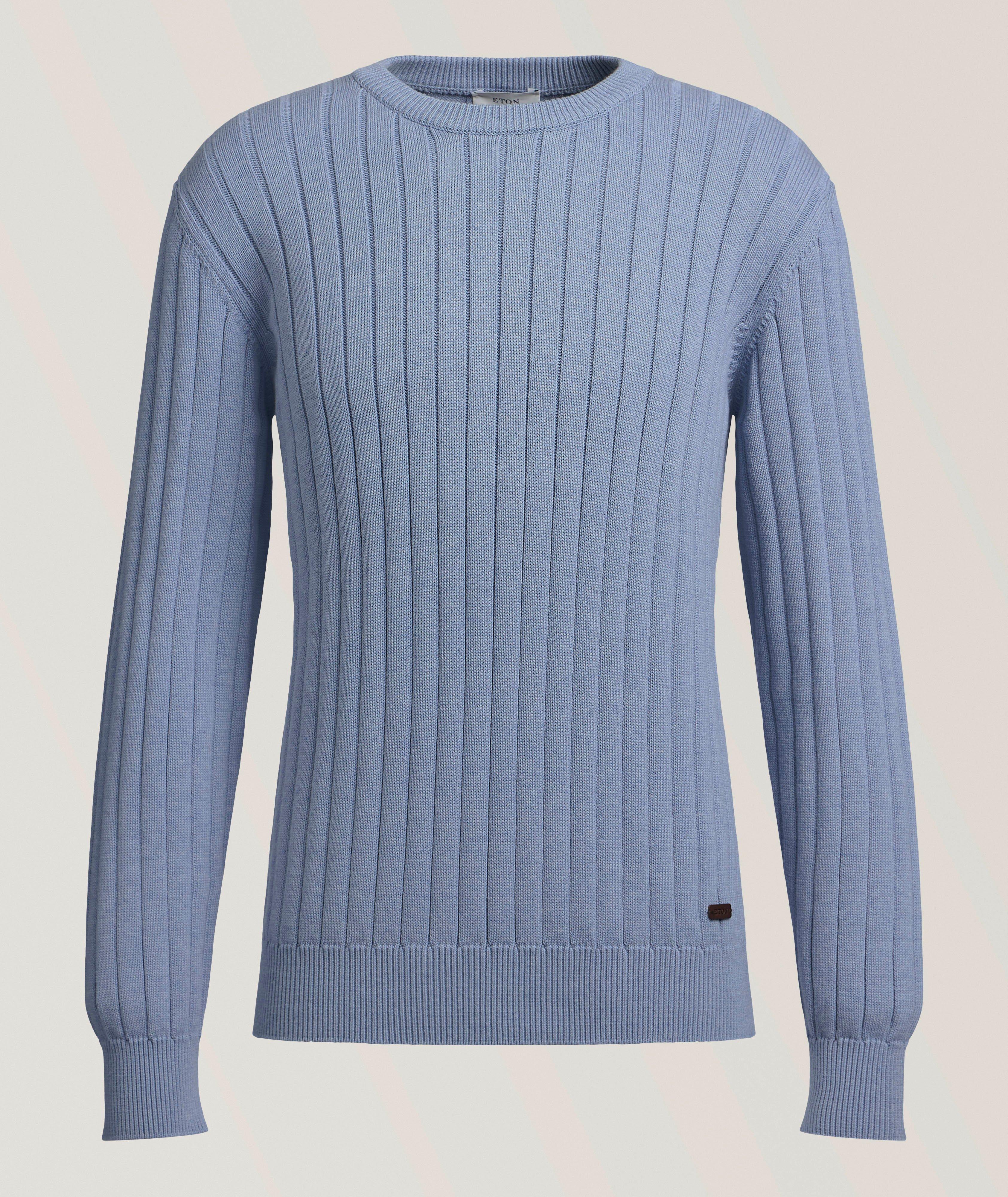 Eton Structure Knit Cotton Crewneck Sweater