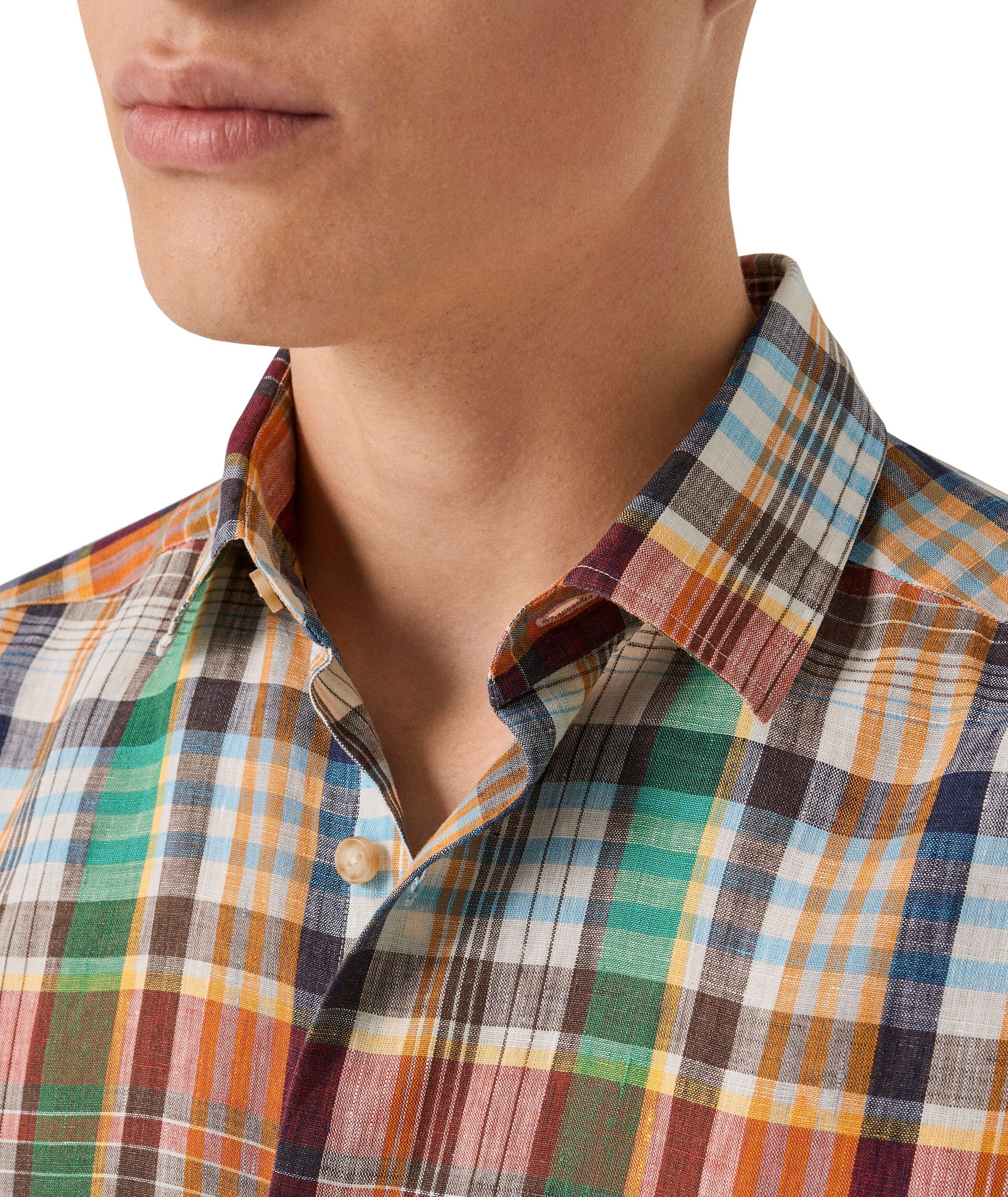 Contemporary-Fit Bold Check Linen Shirt image 3