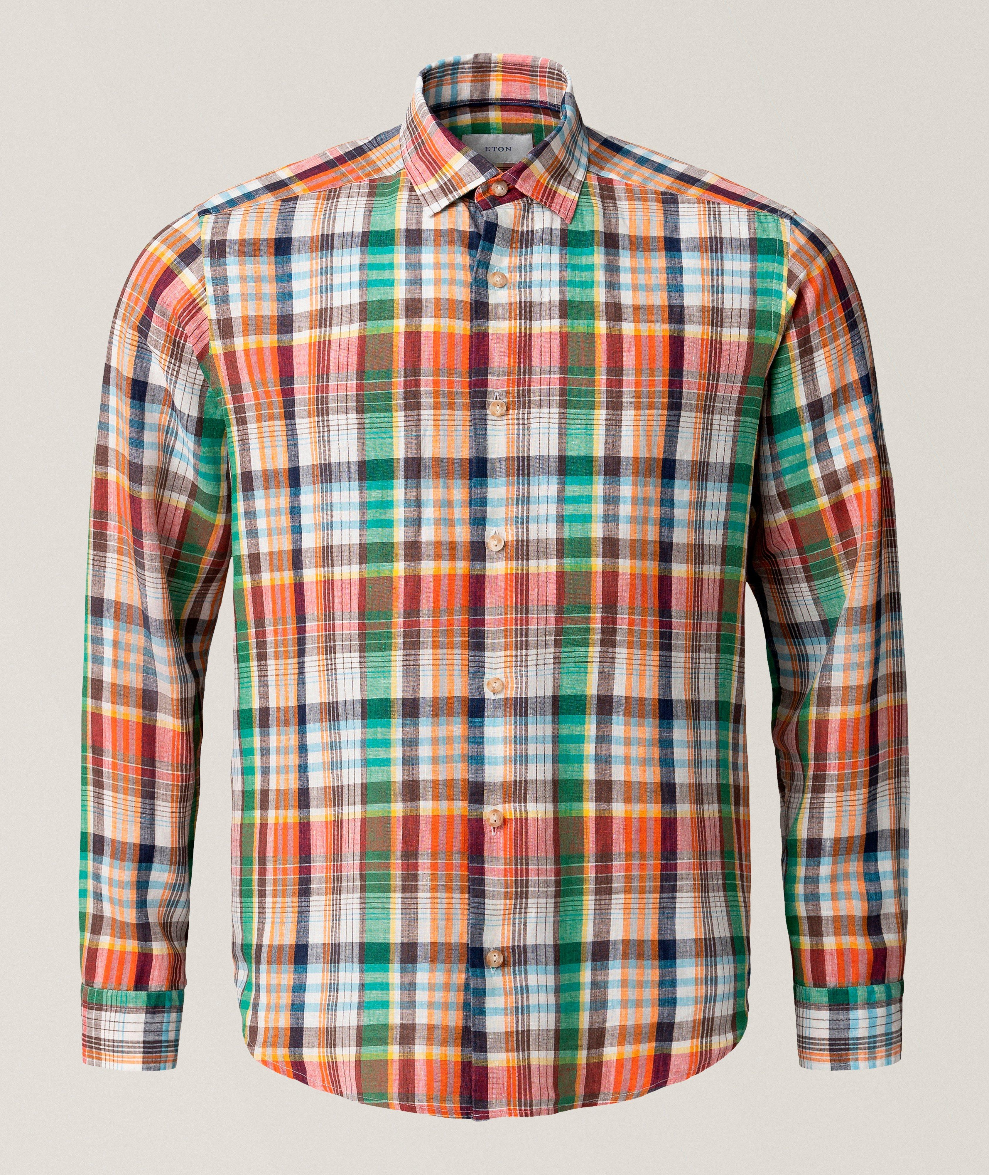 Eton Contemporary-Fit Bold Check Linen Shirt